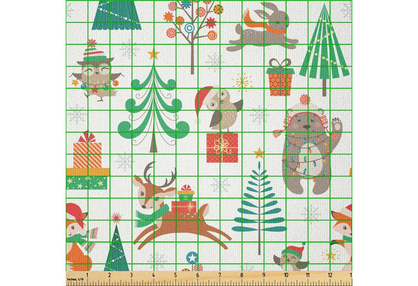 Thumbnail - Abakuhaus Stoff ausdehnbar mit Elestan für Heimwerkarbeiten und Näharbeiten, Weihnachten Baby-Kind-Thema Weihnachten