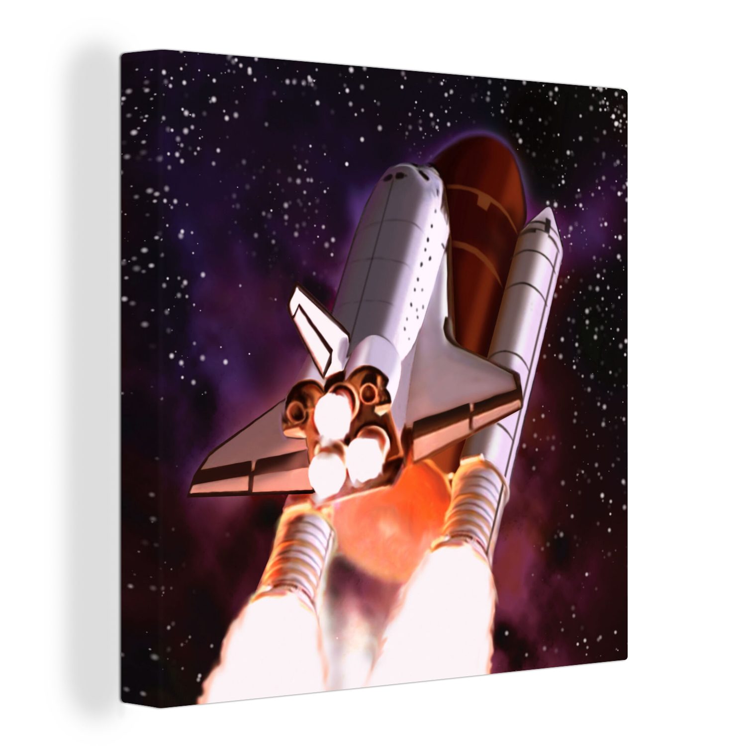 Space (1 Eine OneMillionCanvasses® Leinwandbild des gestarteten für Wohnzimmer Shuttles, Illustration Schlafzimmer Bilder St), Leinwand