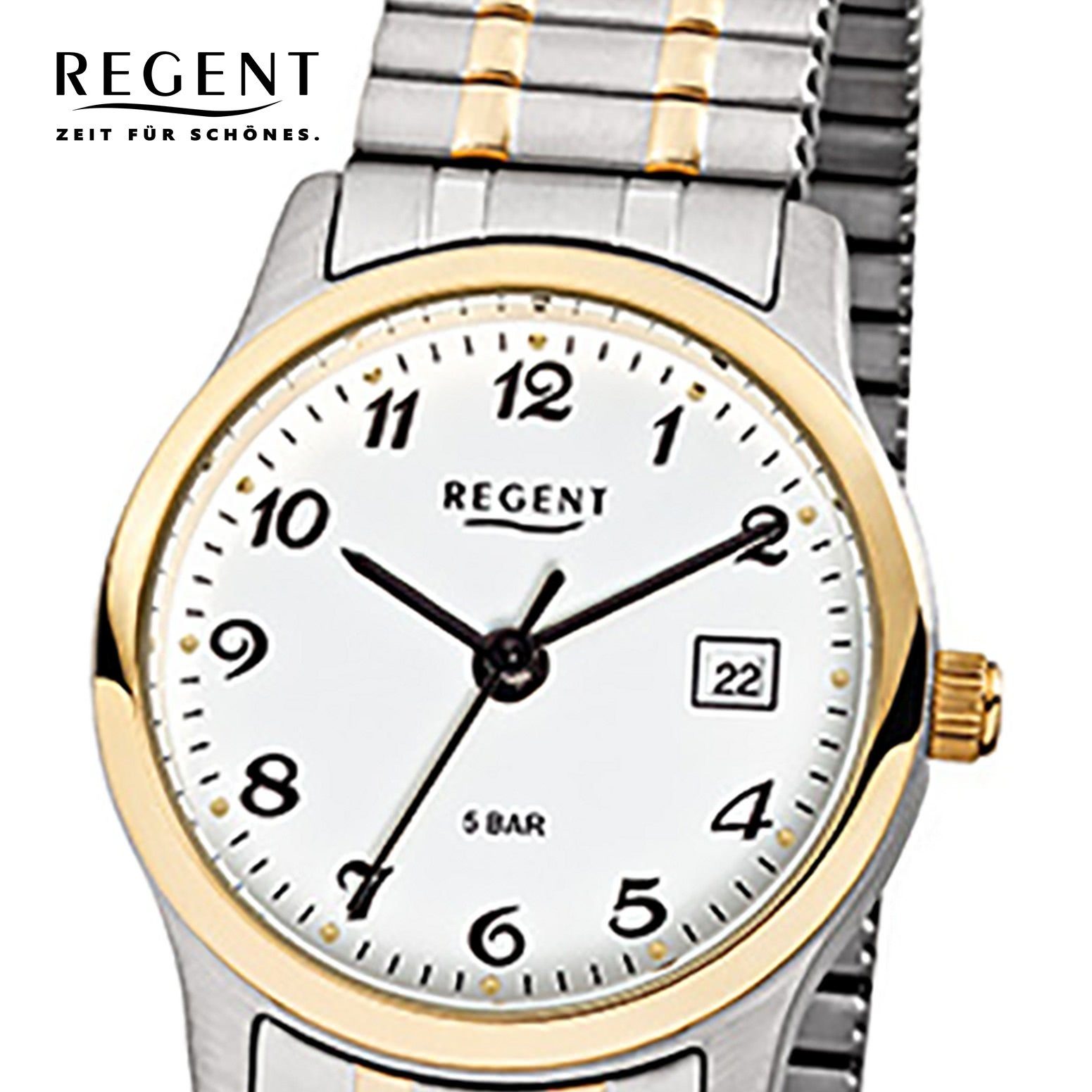 Regent 27mm), klein Damen, (ca. gold, Armbanduhr Herren silber rund, Regent goldarmband Damen Quarzuhr Edelstahl Herren-Armbanduhr