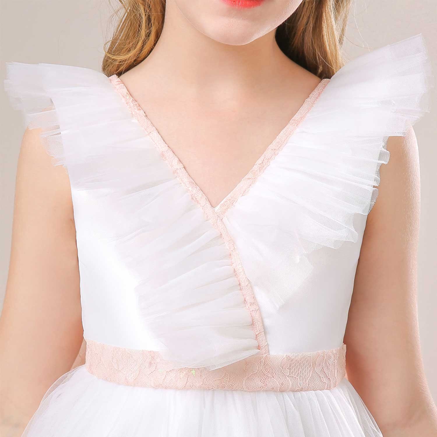 Geschenk Blumenmädchenkleider Weiß Tüllkleid Daisred Prinzessin Weihnachten