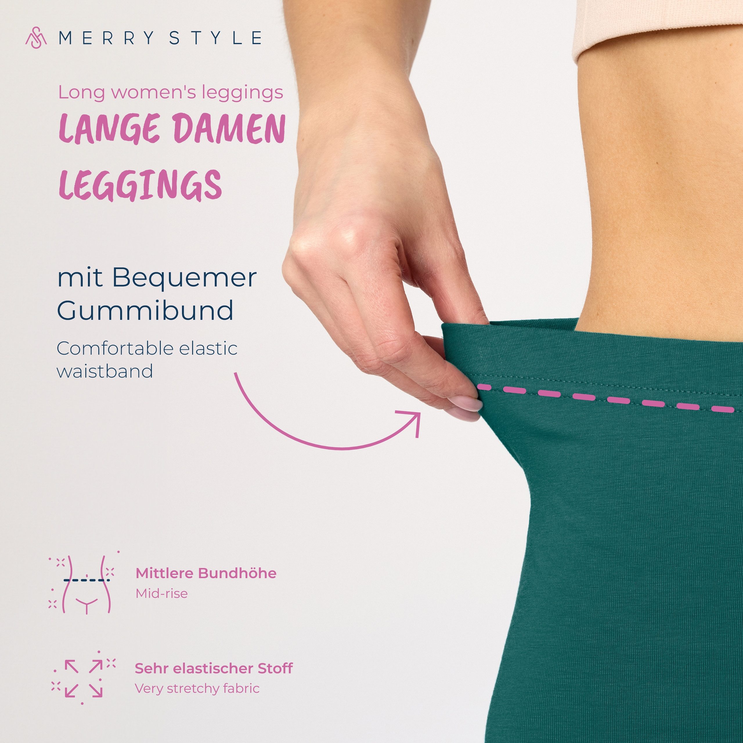 Merry Style Leggings 2er Pack Damen Hose aus Baumwolle MS10-198 (1-tlg) – Bild 4 von 5
