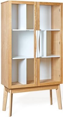 Woodman Bücherregal Hilla, Breite 88 cm, Türen mit Glaseinsätzen, Holzfurnier aus Eiche