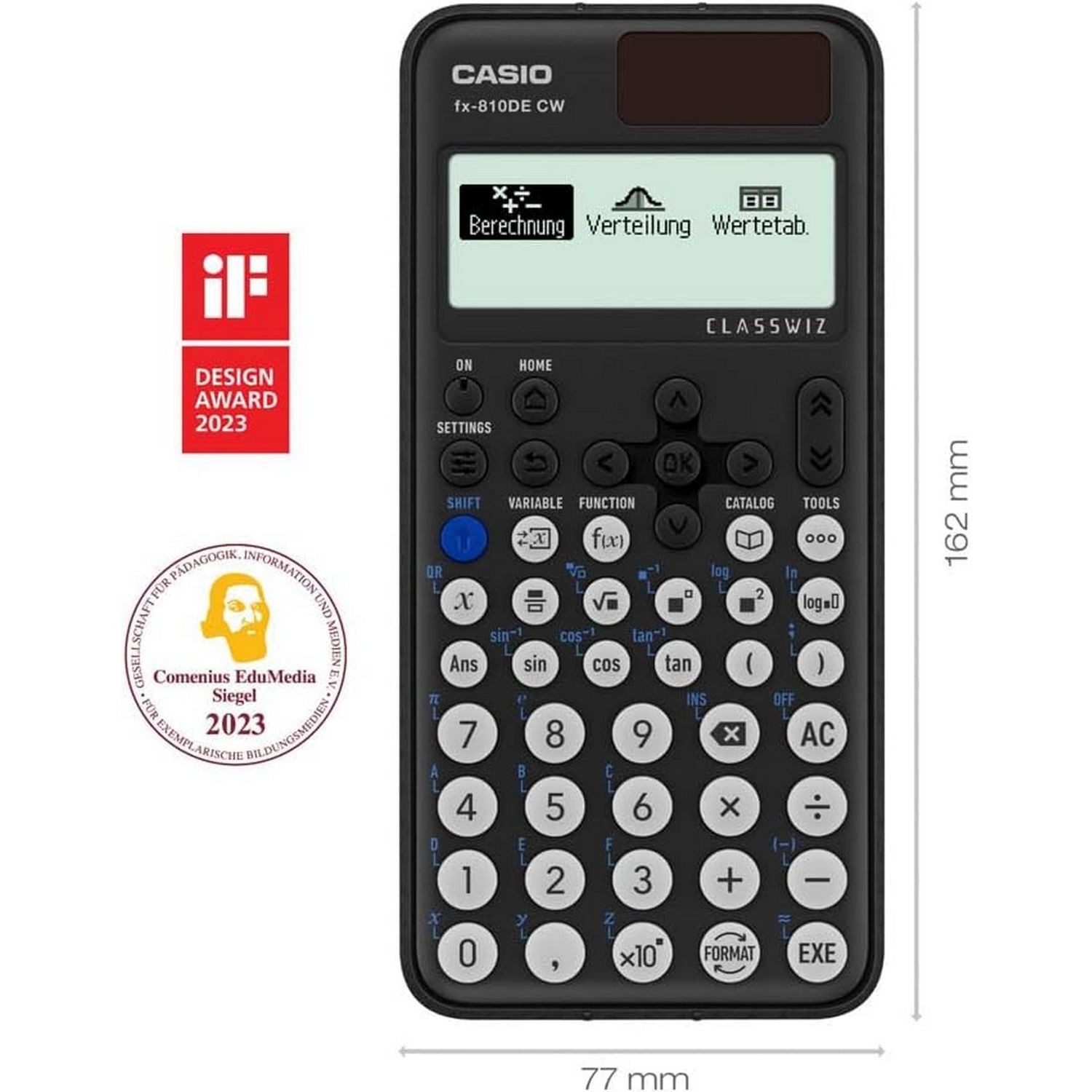 CASIO Taschenrechner CASIO Schulrechner FX-810 DE CW 274 Funktionen, Solar/Batterie
