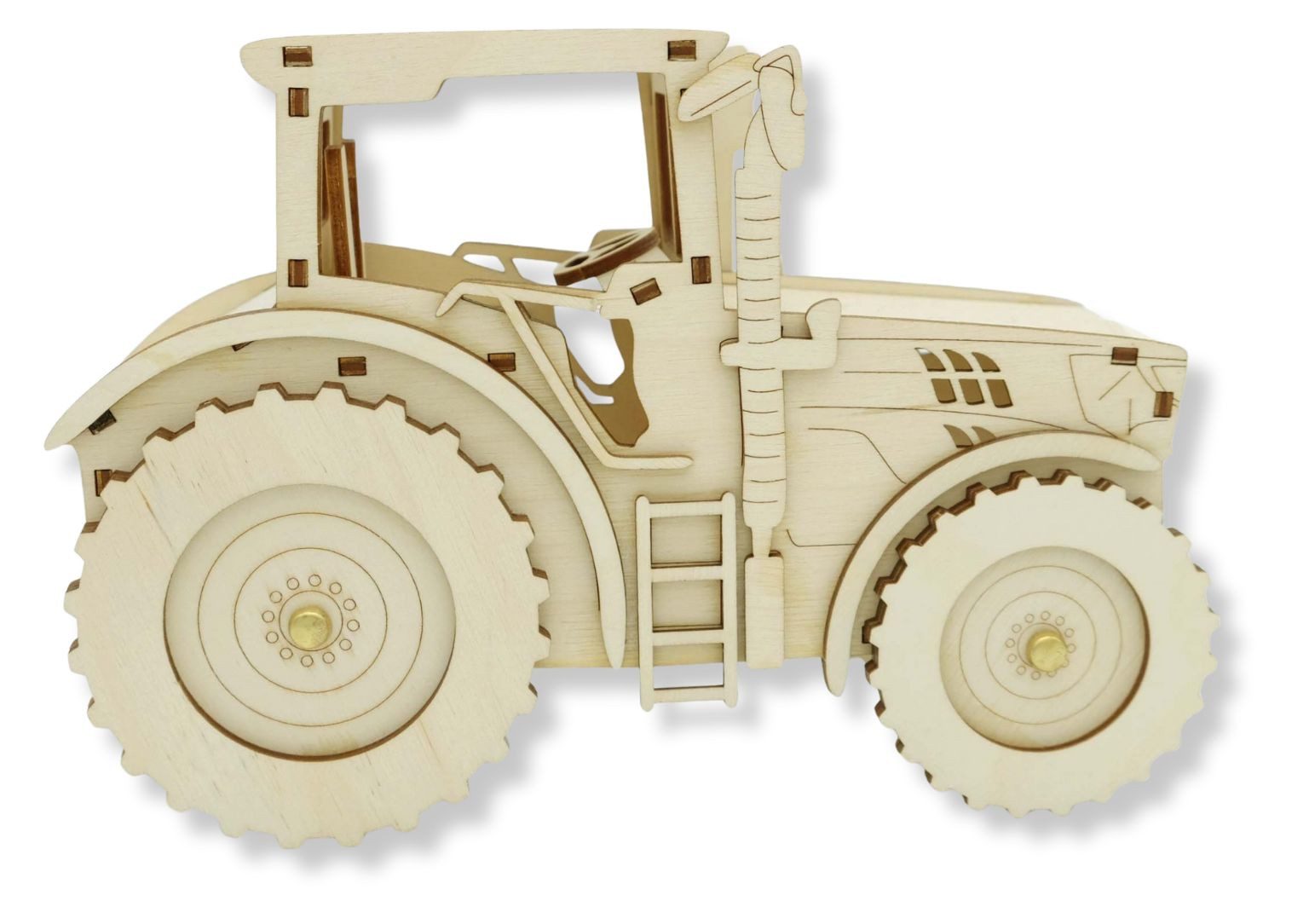 DeColibri Spielzeug-Traktor DIY Bastelset Basteln Kind Holz Auto Traktor Kindergeburtstag bemalen, (Bastelset), Made in Germany, aus Holz, bemalbar