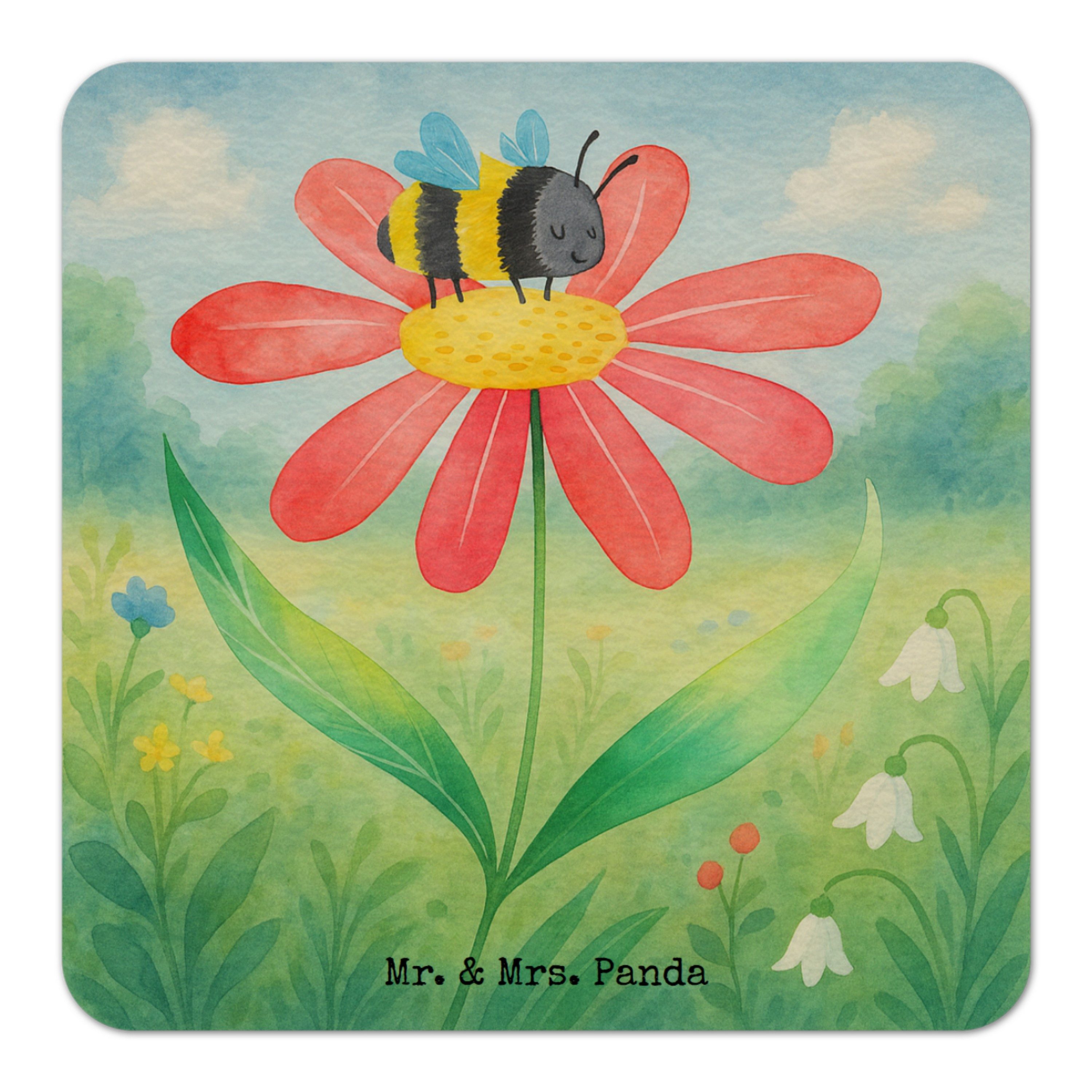 Wohndecke Hummel Blume Design, Bierfilzl 100er Set, Weiß, Hummeln, gläserunters, Mr. & Mrs. Panda, Wespe Blume Geschenk