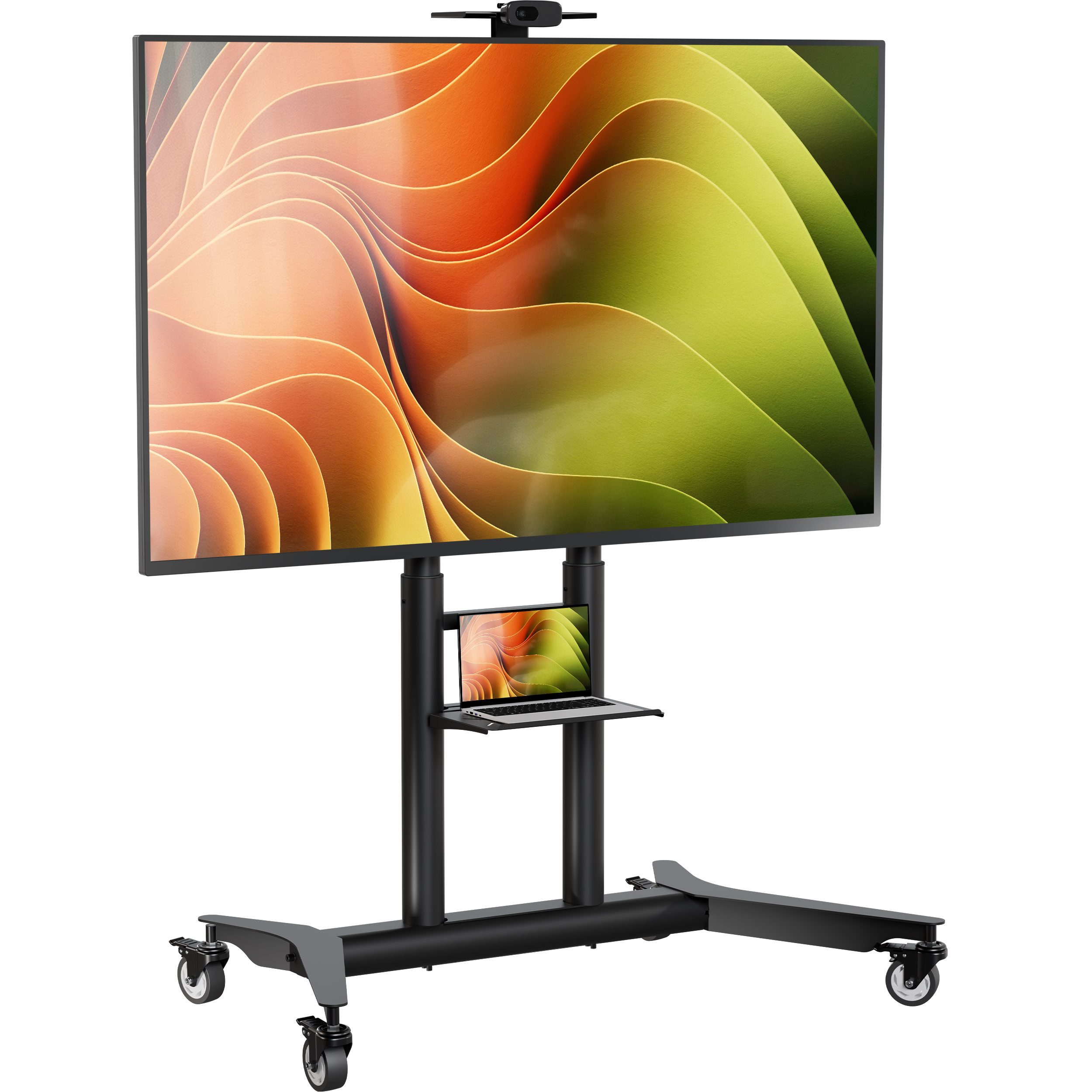 ONKRON TV-Ständer 55-90 Zoll, bis 90 kg, VESA 200x200-800x600, TS1871-B, (bis 90,00 Zoll, rollbar, höhenverstellbar, mit AV Ablage, Kabelmanagement)