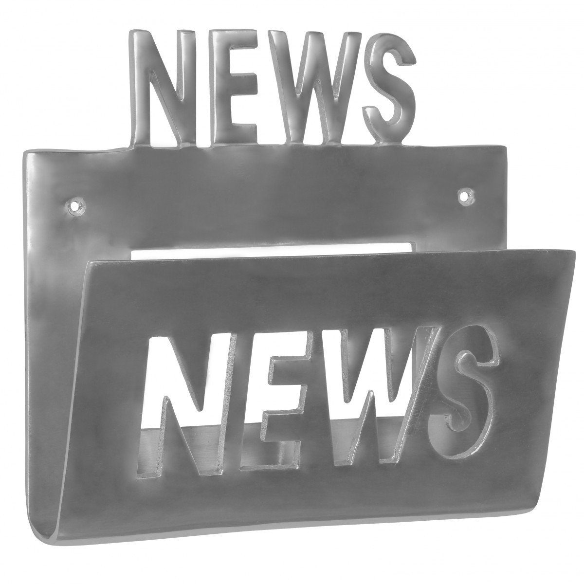 FINEBUY Zeitungsständer FB42078 (Prospekthalter News für die Wand Zeitungshalter), Silber, Zeitschriftenhalter Aluminium Metall