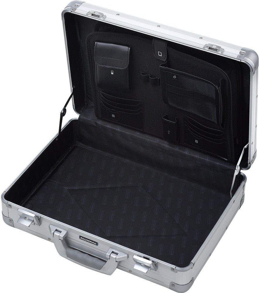 silberfarben Business-Koffer Attaché, mit matt, Laptopfach Aluminiumkoffer fixbag