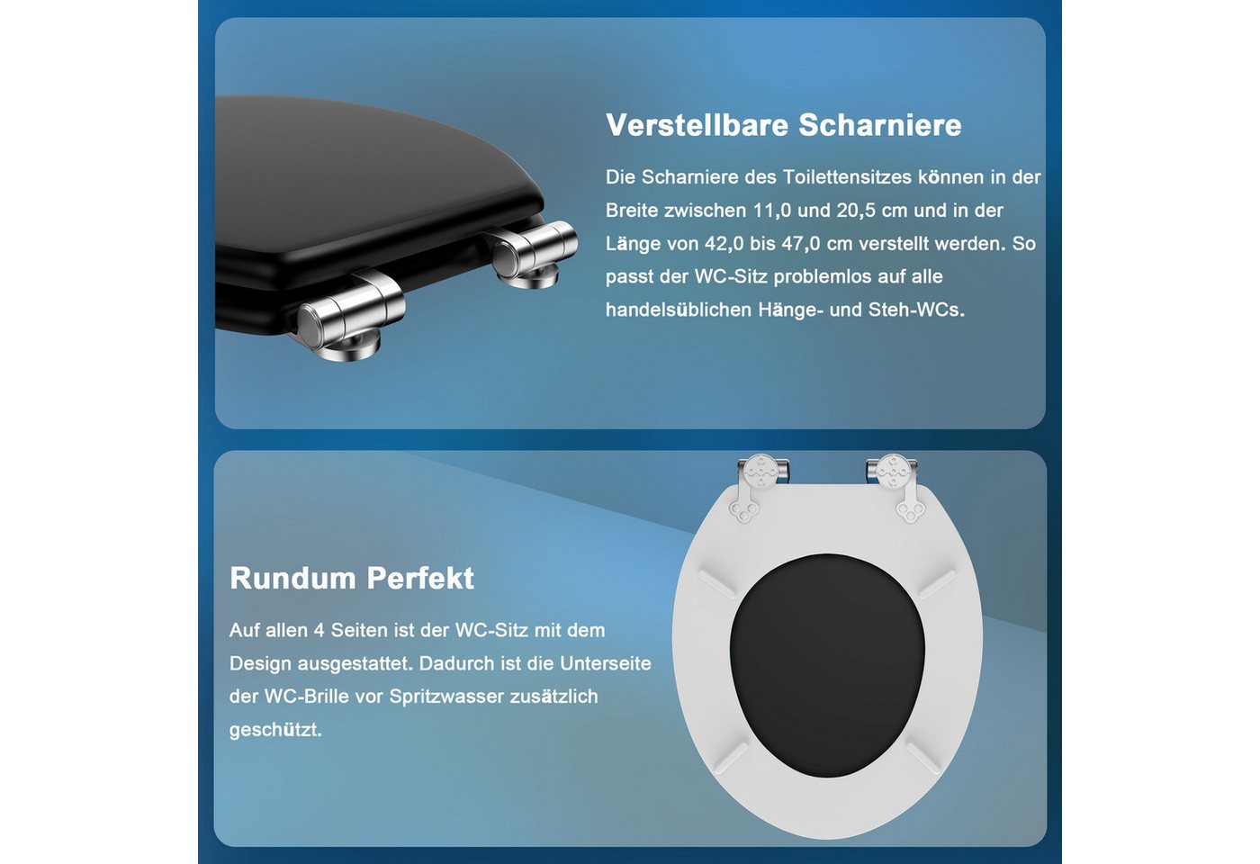 Thumbnail - Elegear WC-Sitz runder Toilettendeckel mit Doppelte Absenkautomatik, einfache Montage, (1-St), Hochwertige Toilettensitz...
