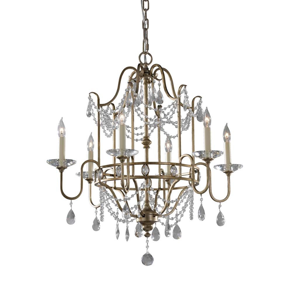 Elstead LIGHTING Люстры, Leuchtmittel nicht inklusive, Люстры Hängelampe Deckenleuchte Kristalle Glas Gold-Silber D