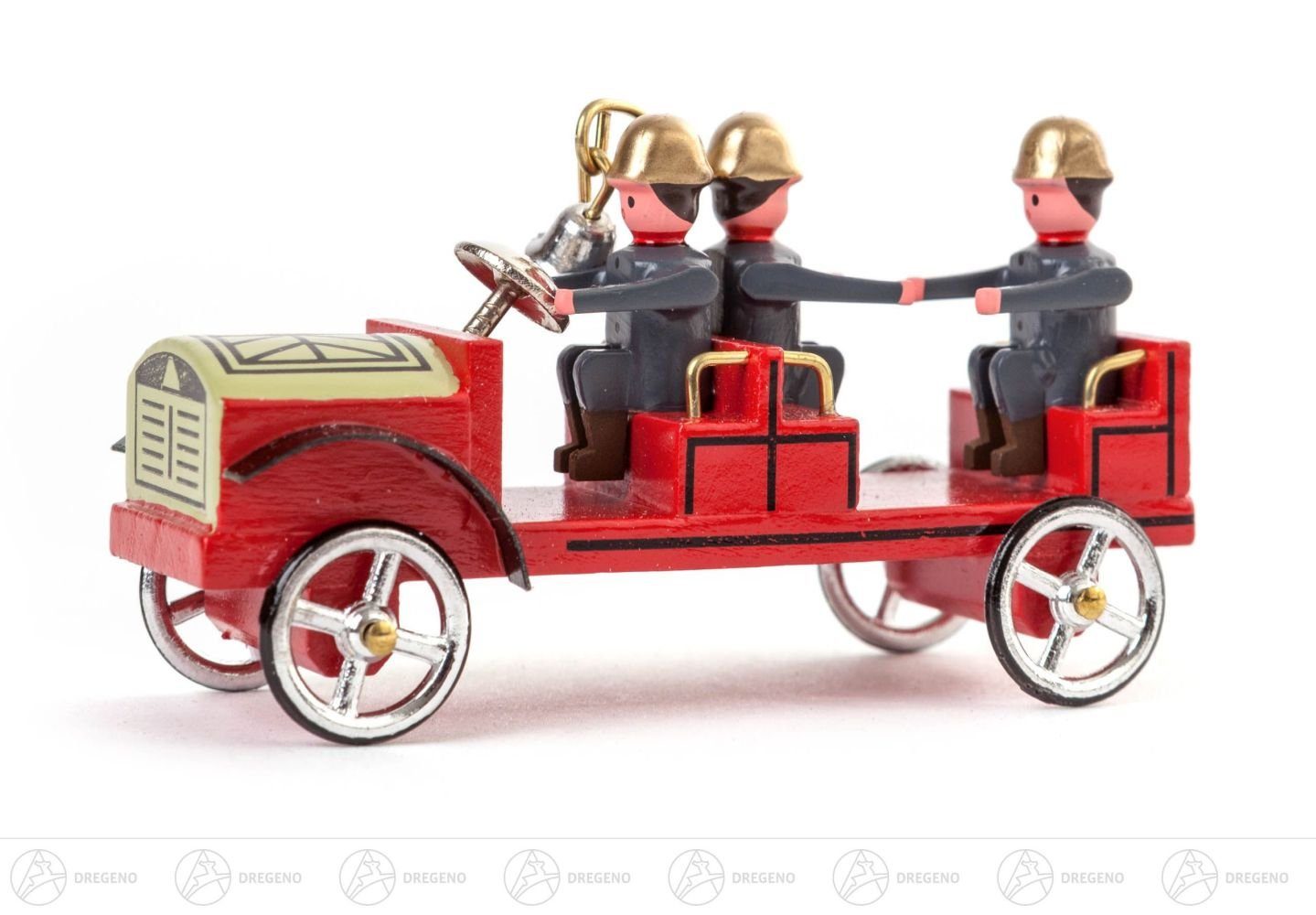 Dregeno Erzgebirge Weihnachtsfigur Miniatur Kleiner Mannschaftswagen Höhe ca 3,5 cm NEU, Metallräder