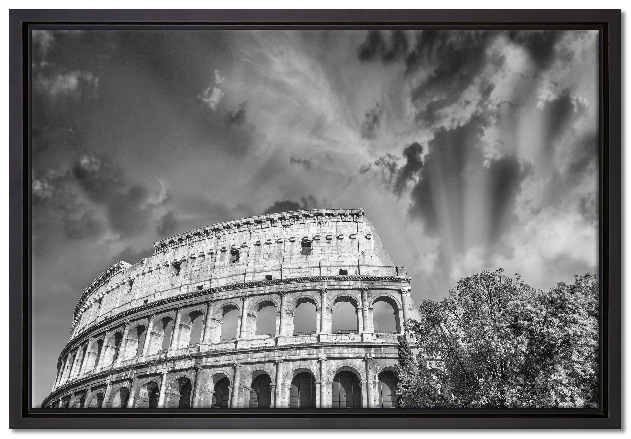 Pixxprint Leinwandbild klassisches Colloseum in Rom, Wanddekoration (1 St), Leinwandbild fertig bespannt, in einem Schattenfugen-Bilderrahmen gefasst, inkl. Zackenaufhänger