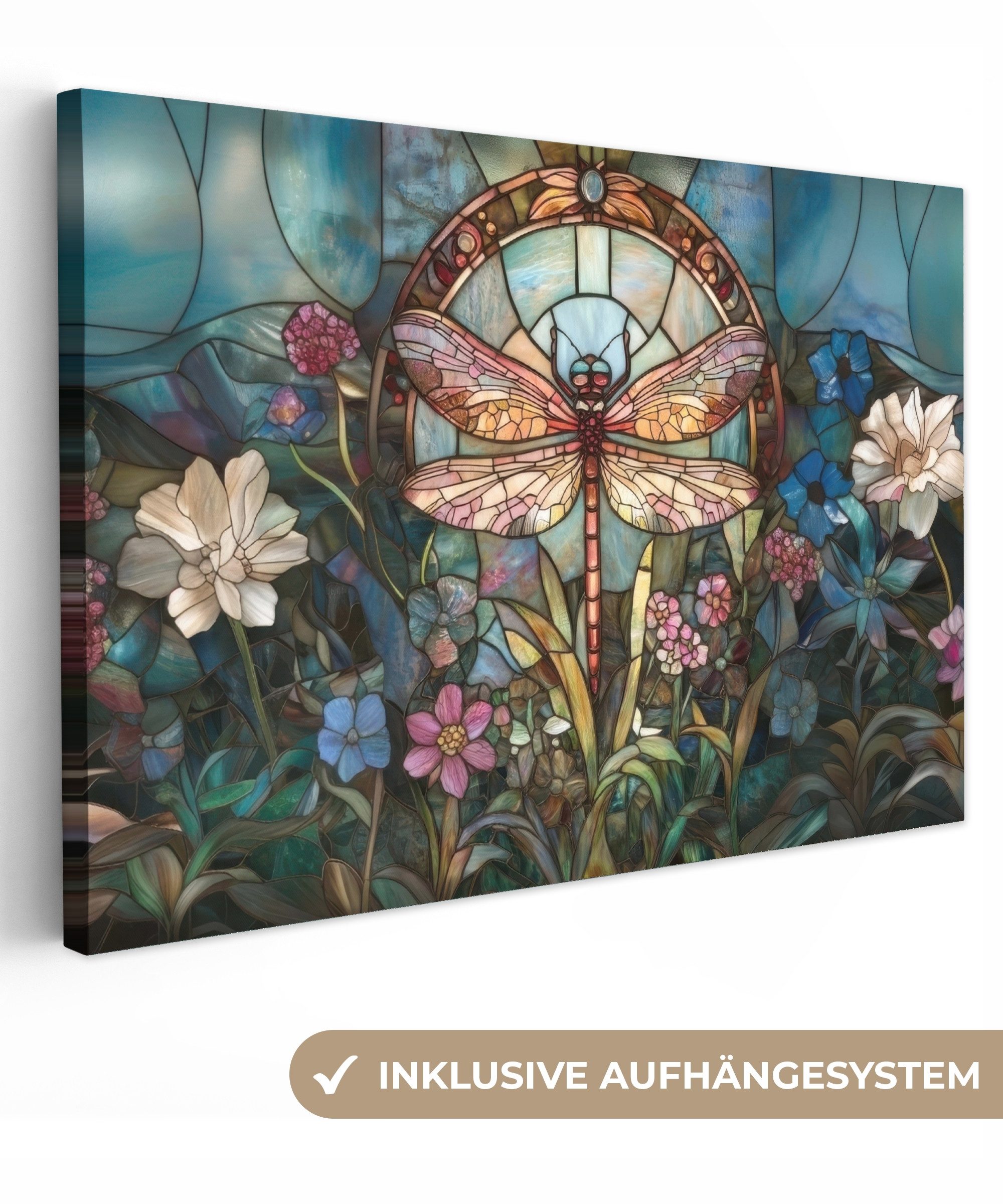 OneMillionCanvasses® Leinwandbild Libelle - Mosaik - günstig online kaufen