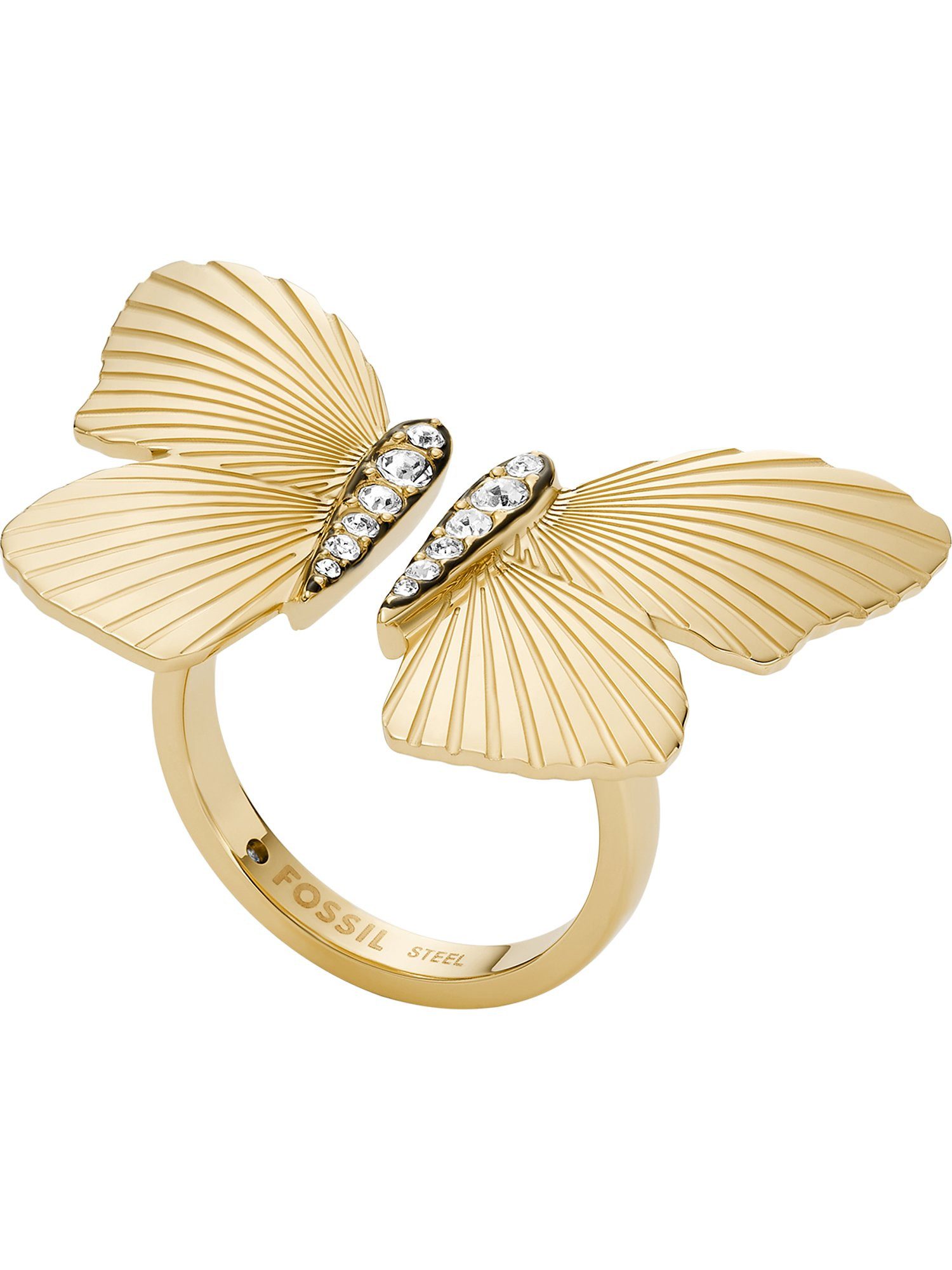 Fossil Fingerring Fossil Damen-Damenring Edelstahl Glasstein, günstig online kaufen