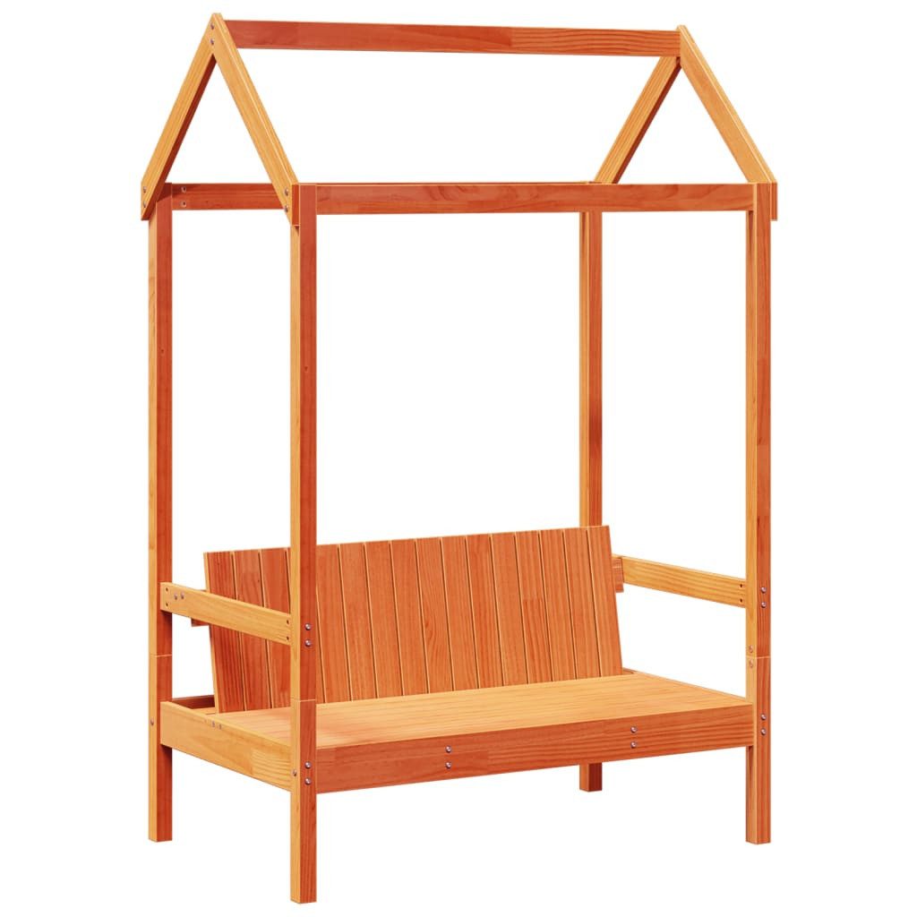 vidaXL Sitzbank Bank mit Dach Wachsbraun 117,5x70x176,5 cm Massivholz Kiefer