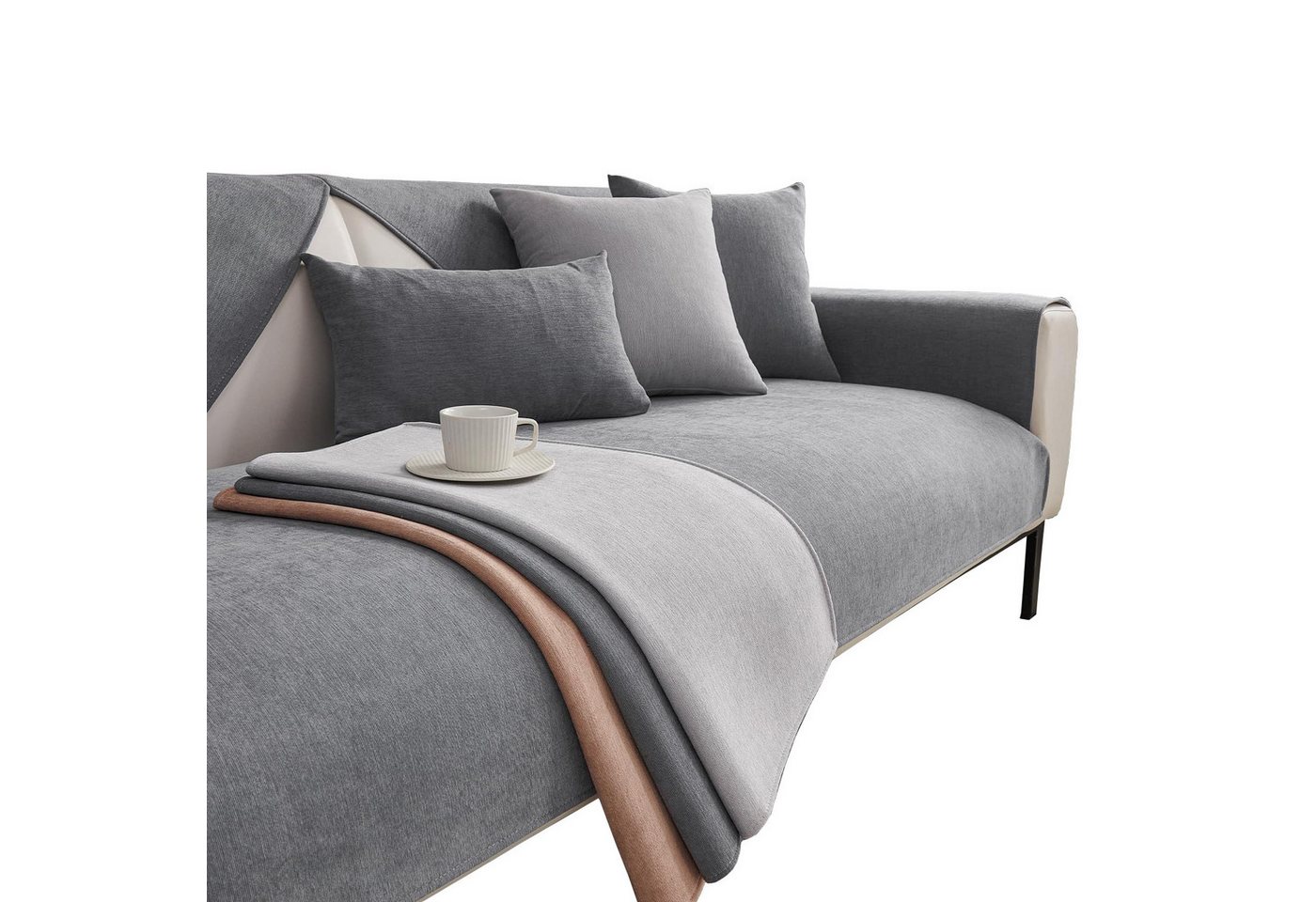 Agger Sofaschoner Sofa Überzug Weiche Chenille Sofabezug Hund Katze Sofaschoner, Anti Rutsch Vintage Couch Überzug für 1 2 3 4 Sitzer Sofa
