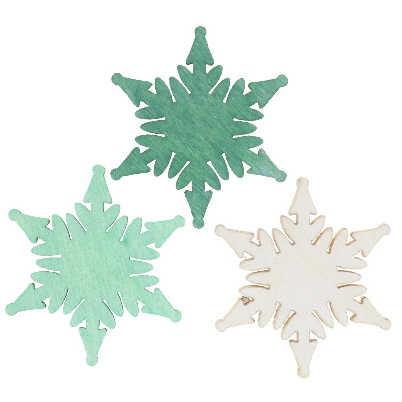 Florists Products Weihnachtsmann Weihnachts-Streudeko Holzsterne Grün Weiß 4cm, 72 Stück