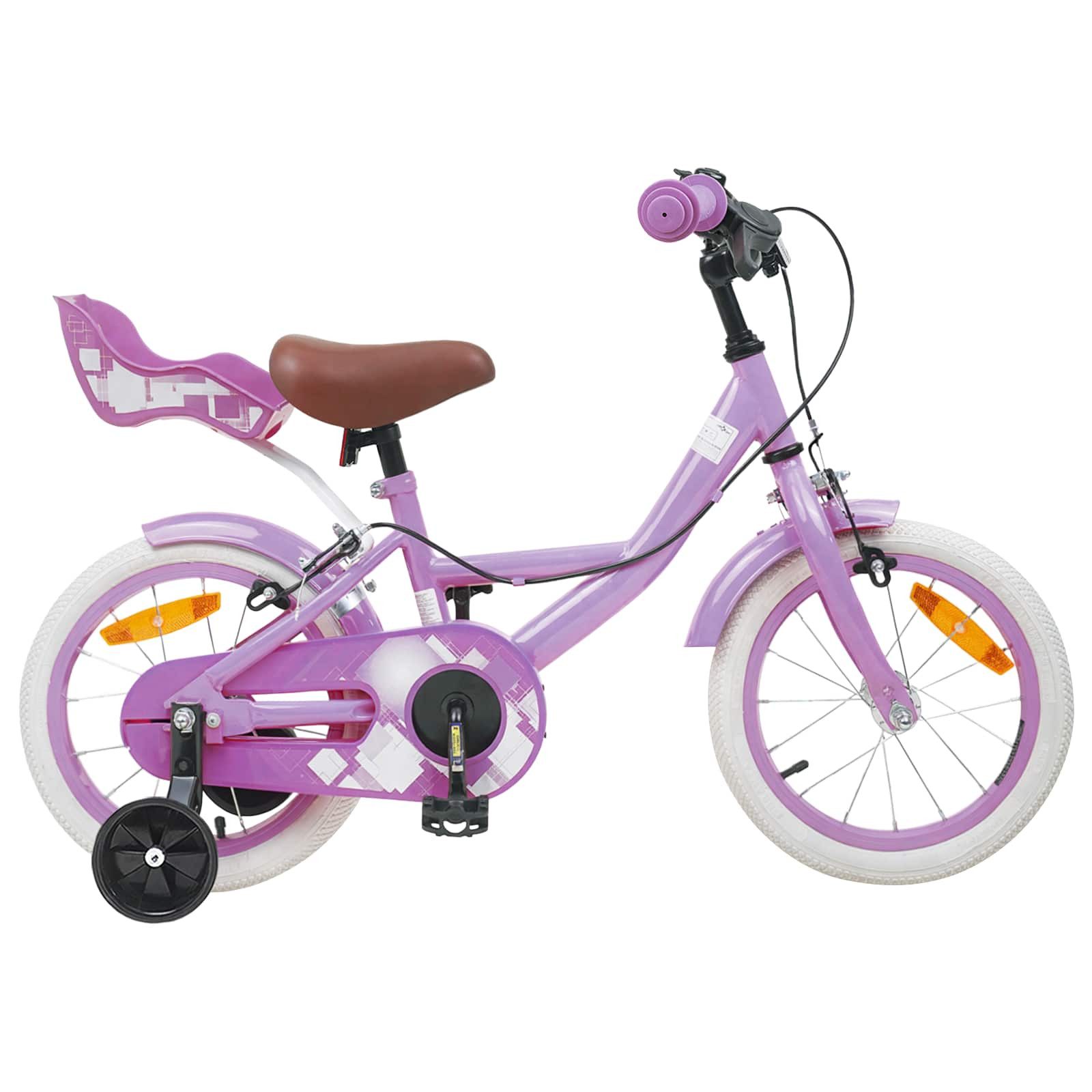 vidaXL Kinderfahrrad 90 x 49 x 67,5 cm Kinderfahrrad 12 Zoll für 2-4 Jahre alt Lila Stützrä
