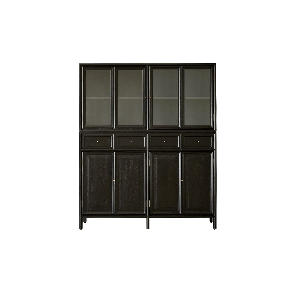 Tikamoon Buffet Anna - Geschirrschrank hoch mit Glas und Volltüren aus Mindi 120 cm