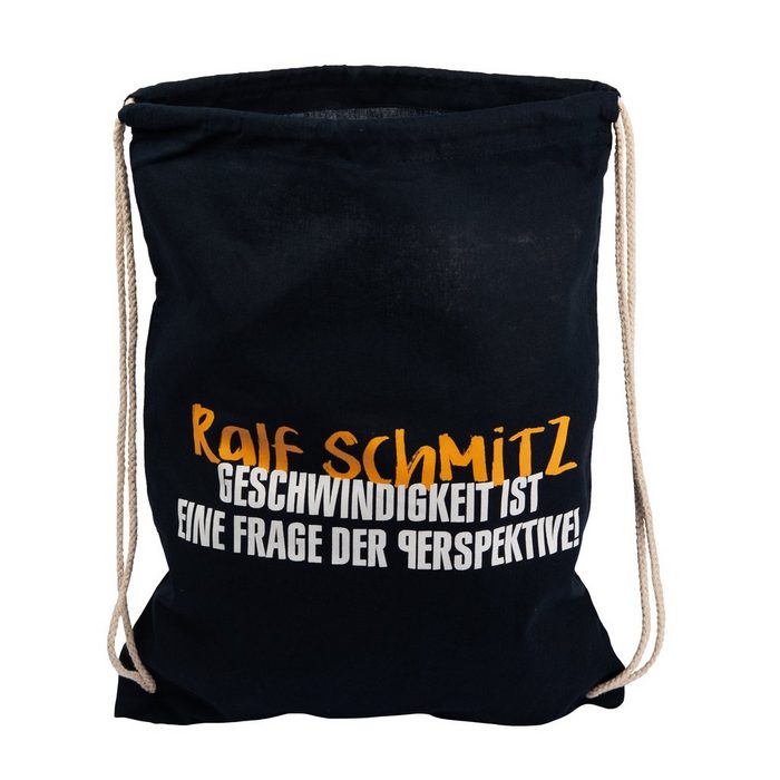 United Labels® Gymbag Ralf Schmitz Turnbeutel - Geschwindigkeit ist eine Frage der Perspektive Sportbeutel mit Kordelzug Blau