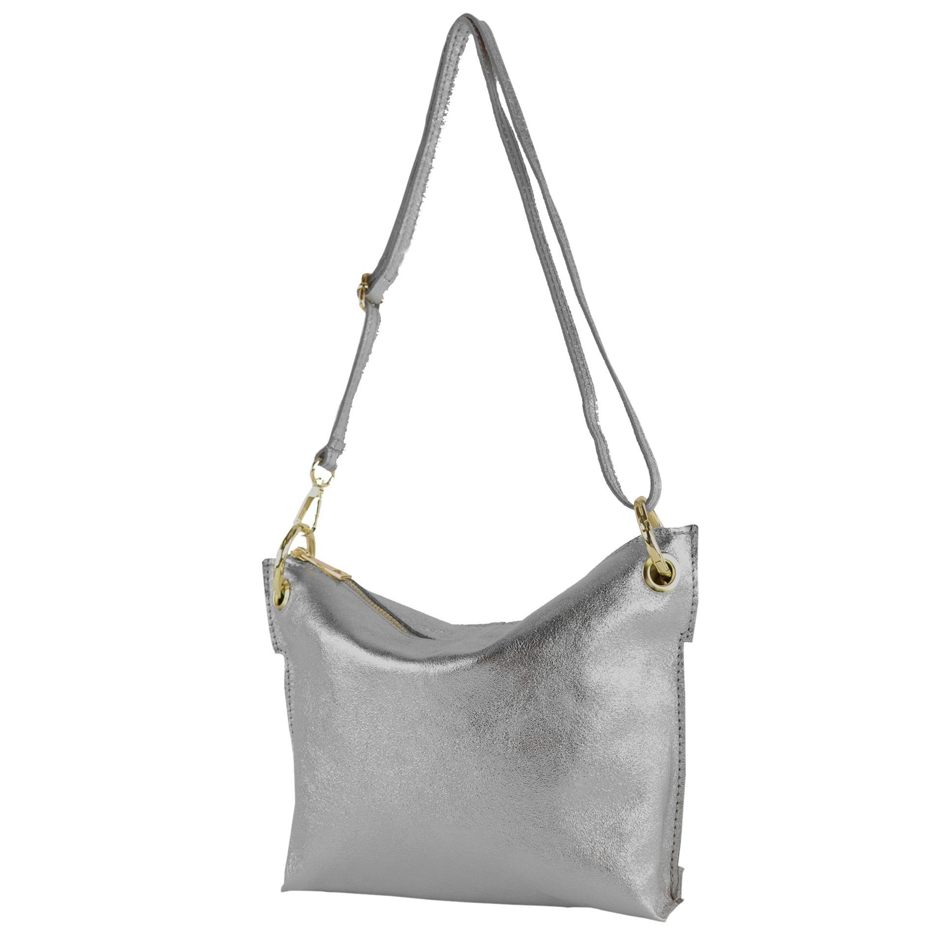 modamoda de Schultertasche T243, Echtleder Handmade in Italy