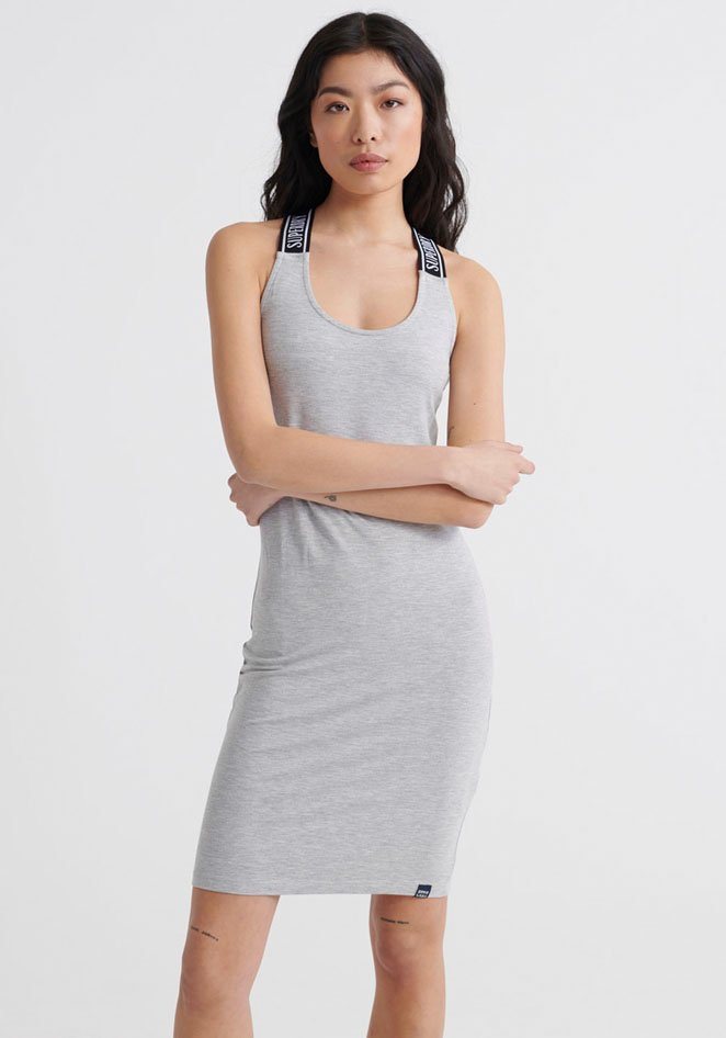 Superdry Jerseykleid »CITY JACQUARD BODYCON DRESS« mit elastischen Trägern in grau