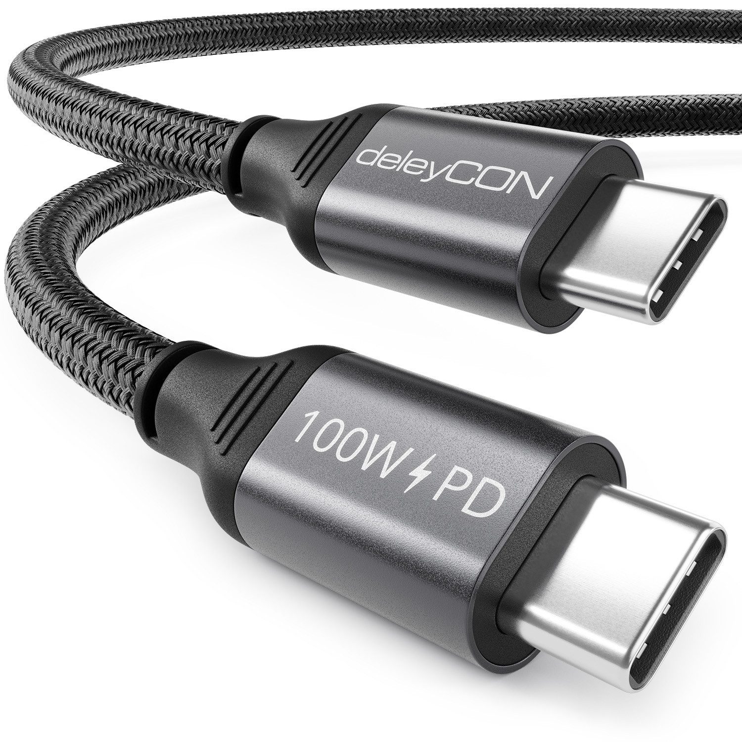 deleyCON 2m USB C Kabel Ladekabel Datenkabel PD3.0 100W Schnellladekabel USB-C USB-Kabel