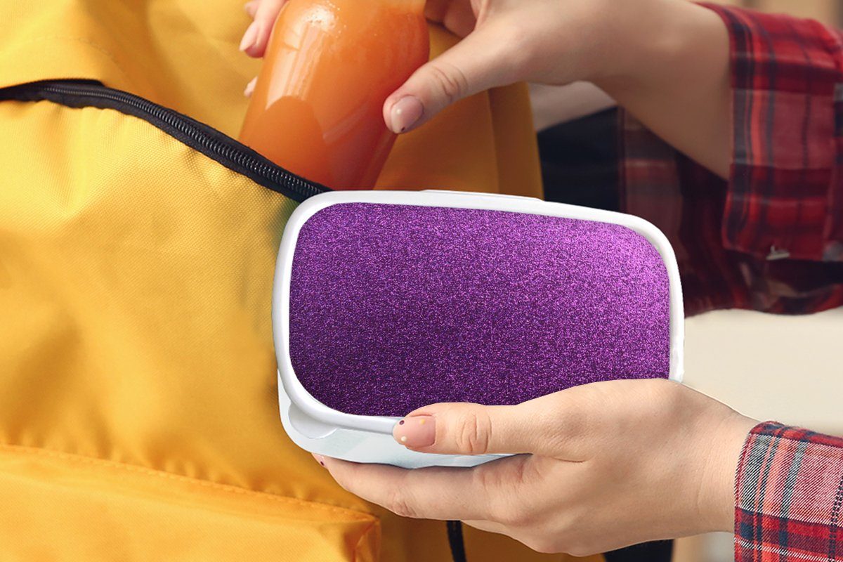 MuchoWow Lunchbox Glitzer - Abstrakt, weiß für Jungs Mädchen Design Rosa Kinder Kunststoff, und - für - (2-tlg), Brotbox Brotdose, Erwachsene, und