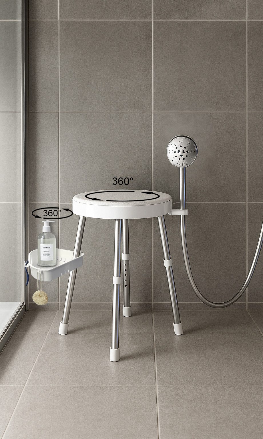 Bischof Dusch- und Badhocker Rotate 2.0, belastbar bis 150 kg, TÜV/GS geprüft, drehbare Sitzfläche und Ablage, in 2 Farben