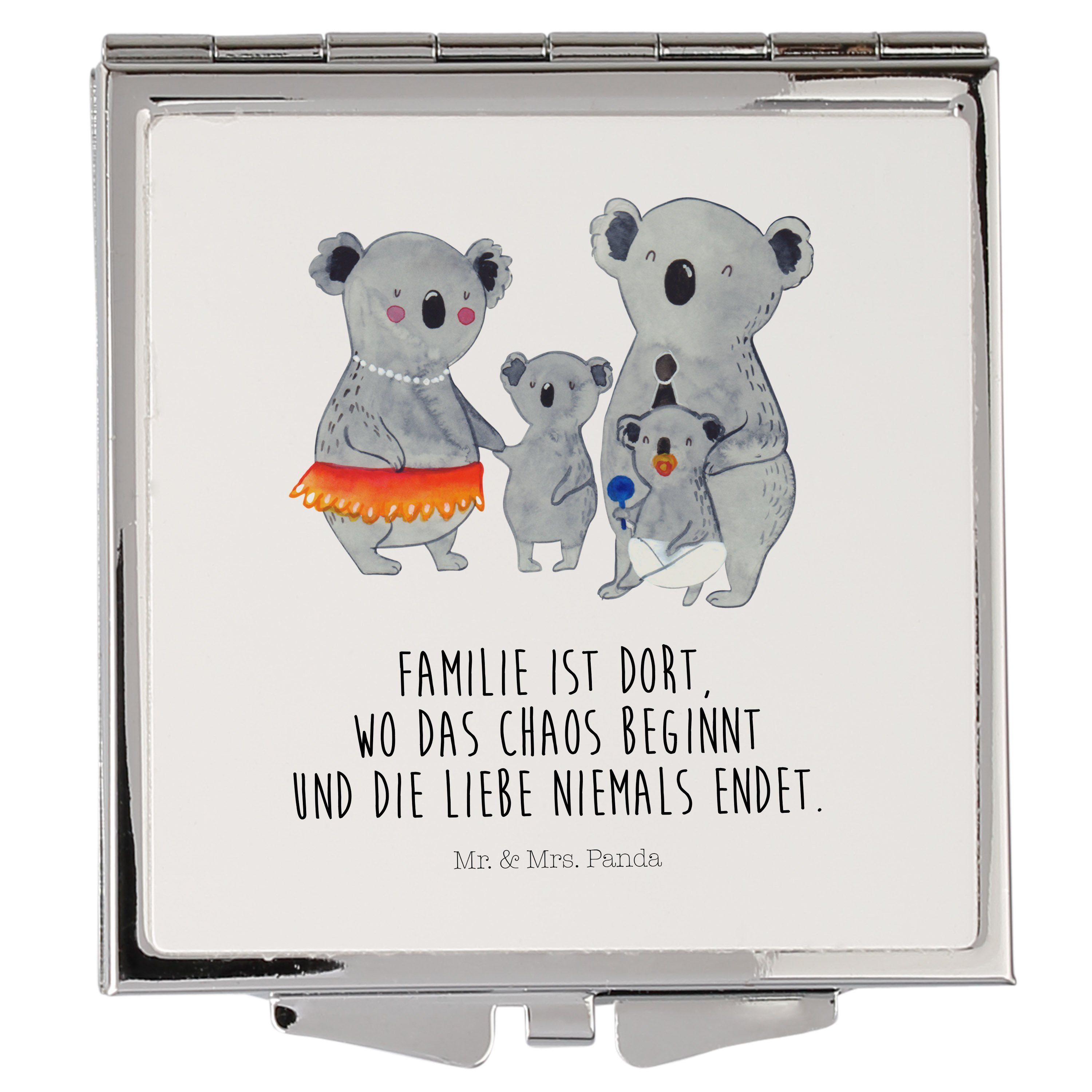 Panda Koala - Geschenk, - silber, & Familie Kosmetikspiegel Familienleben, (1-St) Mama, Bruder, Mrs. Weiß Mr.