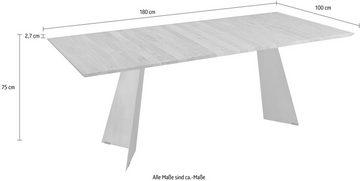 K+W Komfort & Wohnen Esstisch 5252, Wildeiche natur oder bianco, Untergestell in Metall, 3 Breiten wählbar