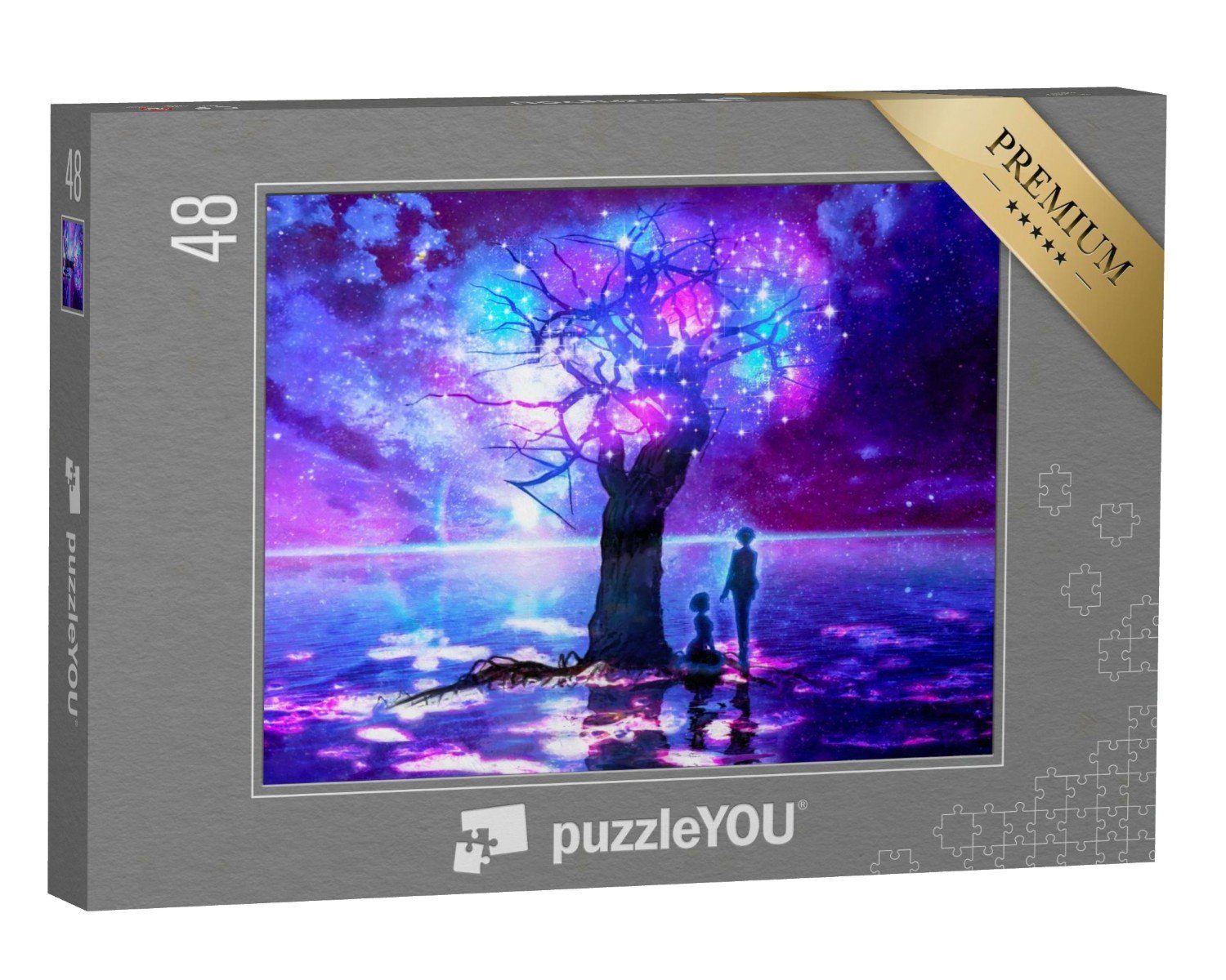 puzzleYOU Puzzle Digitale Kunst: Der magische Sternenbaum am Meer, 48 Puzzleteile, puzzleYOU-Kollektionen Illustrationen