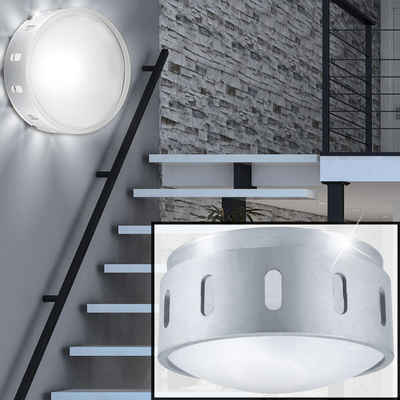 EGLO LED Wandleuchte, Leuchtmittel inklusive, Warmweiß, Design Aufbau Leuchte rund Beleuchtung Lampe Alu Glas satiniert