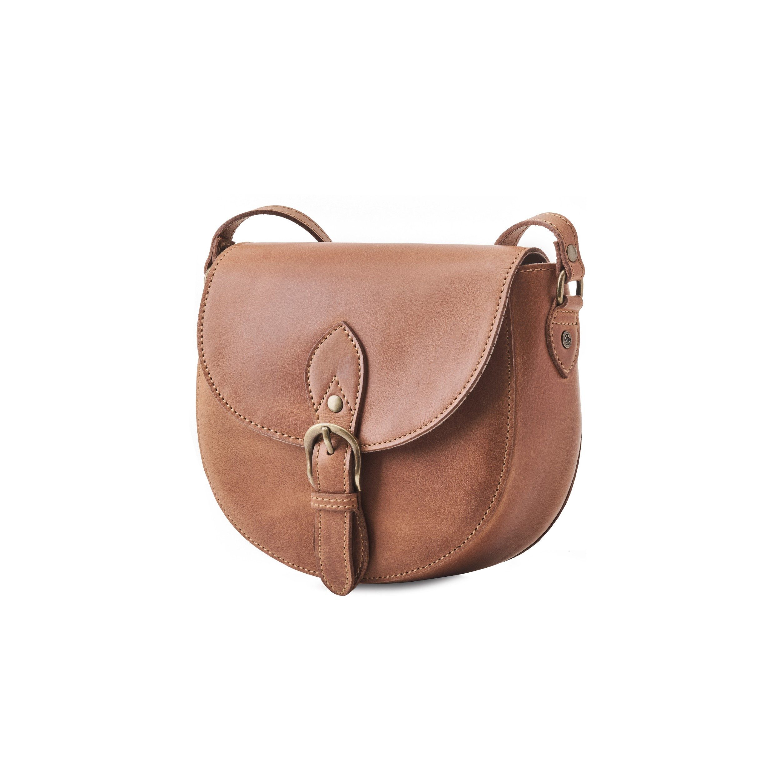 DRAKENSBERG Umhängetasche Satteltasche »Sally« Cognac-Braun, Damen Leder Handtasche, klein, hochwertig handgemacht, Vintage