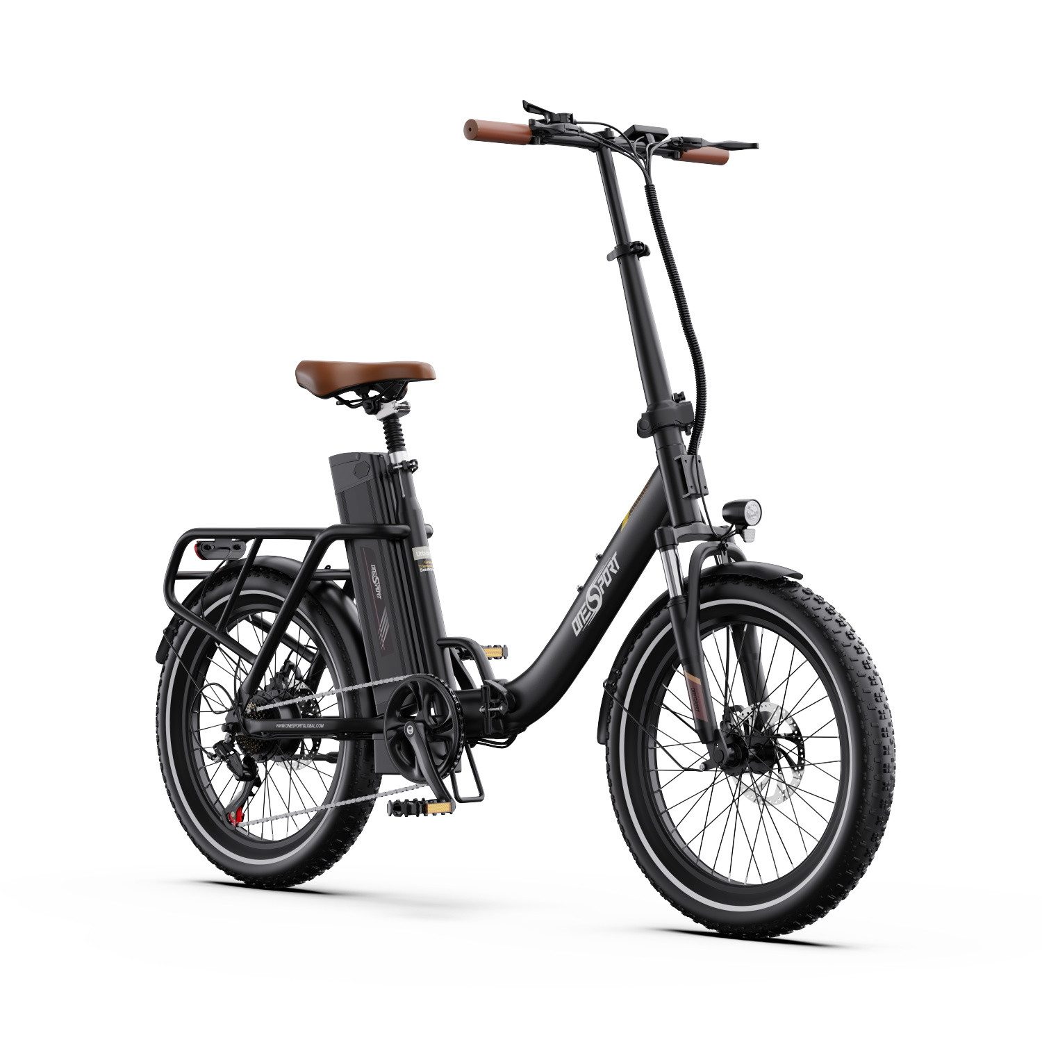 Onesport E-Bike Faltrad OT16-2 klappbares Citybike mit dicken 20 Zoll-Reifen, Retro Pedelec, Shimano, Kettenschaltung, Heckmotor, 816 Wh, (mit Schutzbleche), Elektrofahrrad mit Scheibenbremse und Gepäckträger