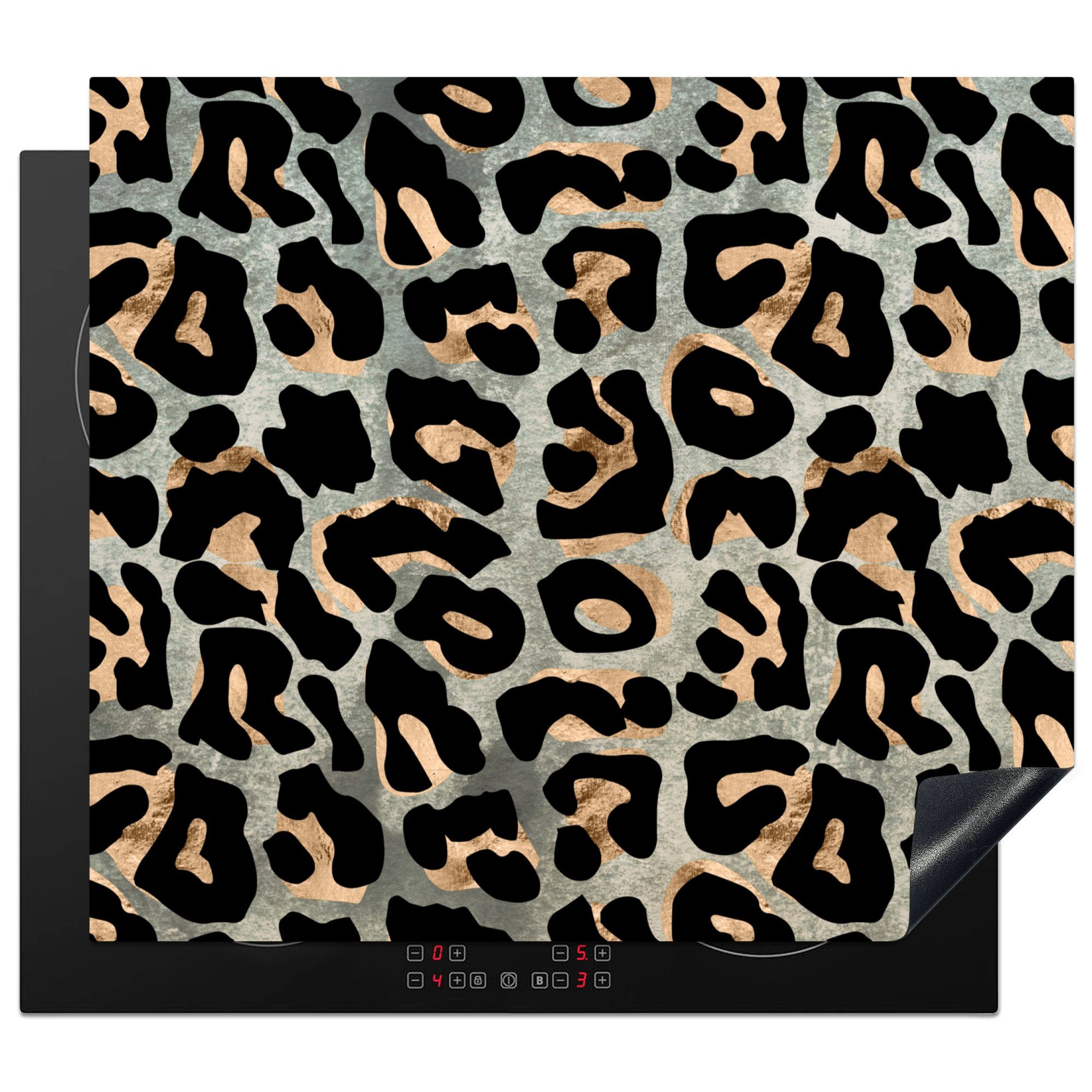 MuchoWow Herdblende-/Abdeckplatte Tiermuster - Panther - Luxus, Vinyl, (1 tlg), 59x52 cm, Ceranfeldabdeckung für die küche, Induktionsmatte