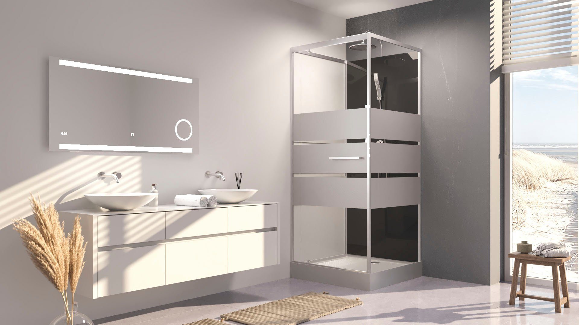 Marwell Komplettdusche Dusy, BxT: 90x90 cm, Einscheibensicherheitsglas, inkl. Armaturen