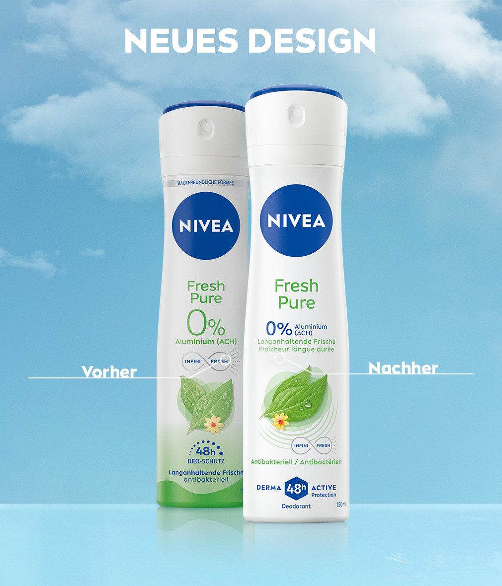 Nivea Deo-Spray Deodorant Fresh Pure Deo Spray 6 x 150ml, Packung, 6-tlg., mit 48H Trockenschutz