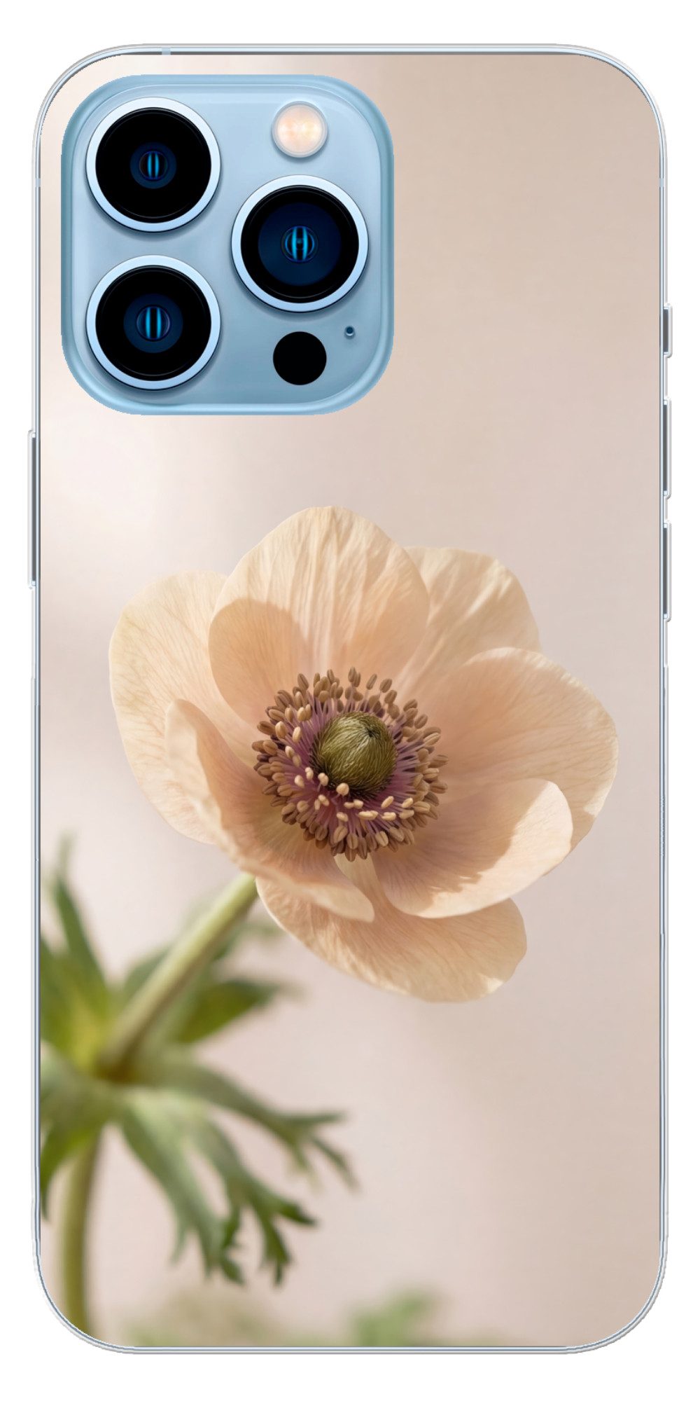 MuchoWow Handyhülle für Apple iPhone 13 Pro Blume - Minimalistisch - Grün, Smartphone-Bumper, Print, Handy Schutzhülle Dünn