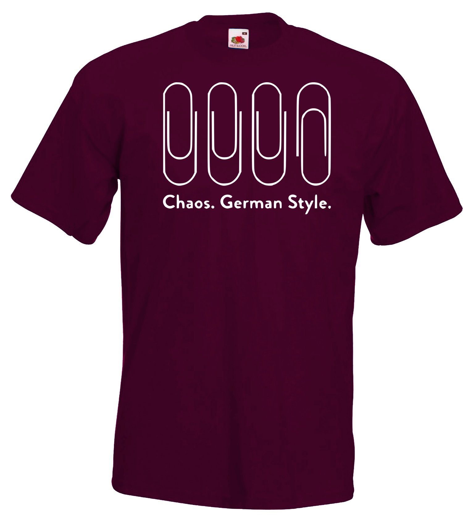 Style Herren Chaos Burgundy Designz mit T-Shirt Frontprint German T-Shirt Youth lustigen
