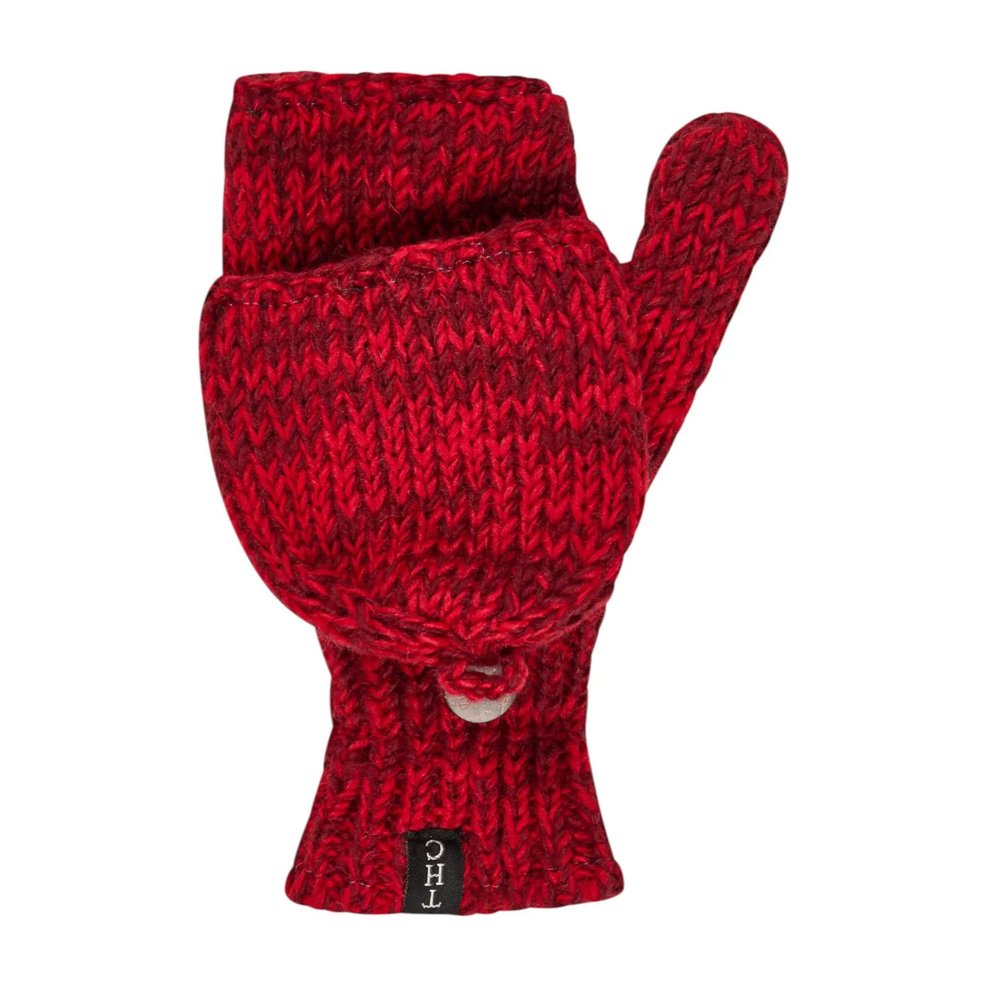 THC Natural Line Strickhandschuhe THC Klapphandschuhe 715 rot (1-St., 1 Paar) abklappbare Fingerspitzen