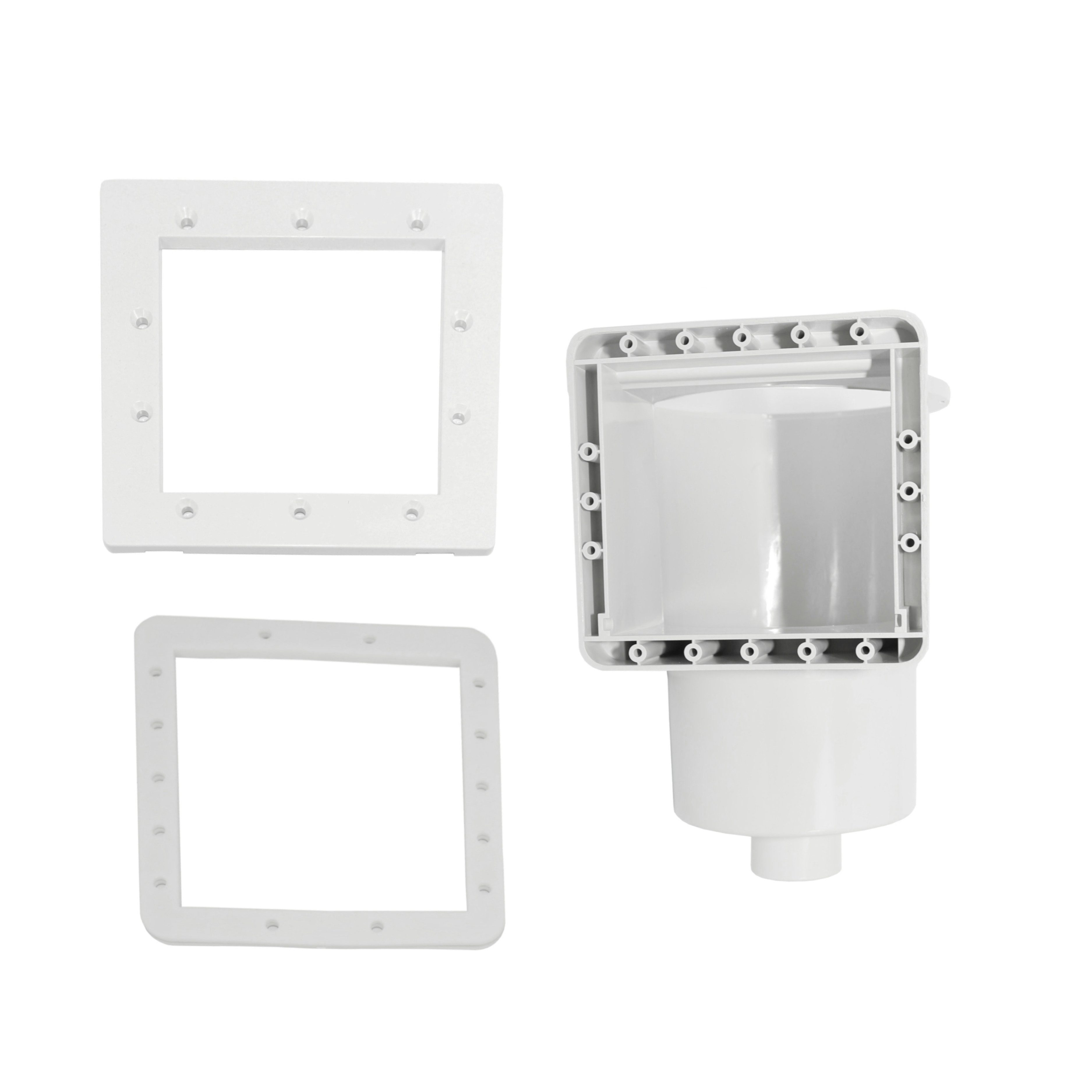 HAF Skimmer ABS Pool Einbauskimmer Komplett Set Weiß Stahlwandbecken Aufstellpool (Mit 32mm und 38mm Schlauchanschluss, Inkl. Skimmerkorb, Einlaufdüse uvm), Für Stahlwandbecken und Einbaubecken