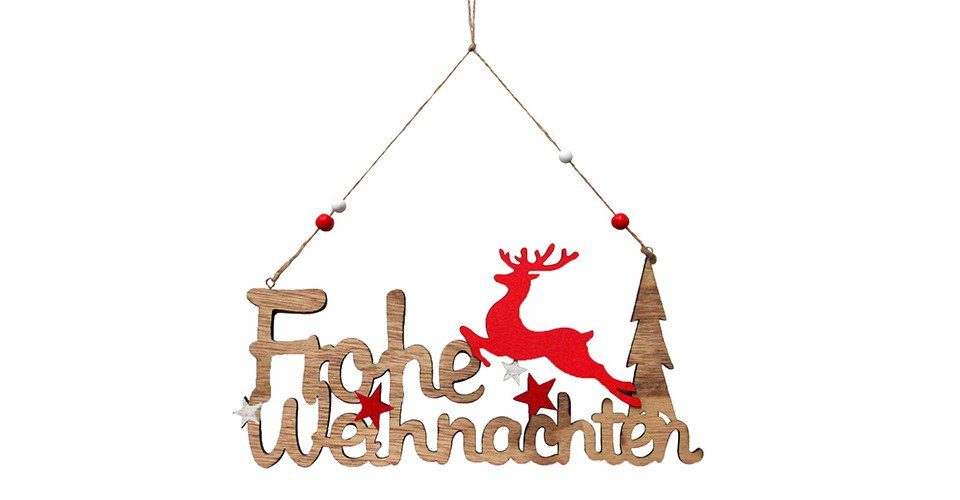 Trend Line Weihnachtsfigur Schriftzug Frohe Weihnachten aus Holz 30 cm