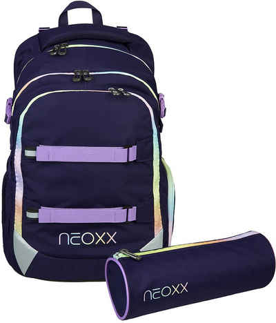 neoxx Schulrucksack Active, Mindful Magic (Set), aus recycelten PET-Flaschen; inklusive Schlamperetui