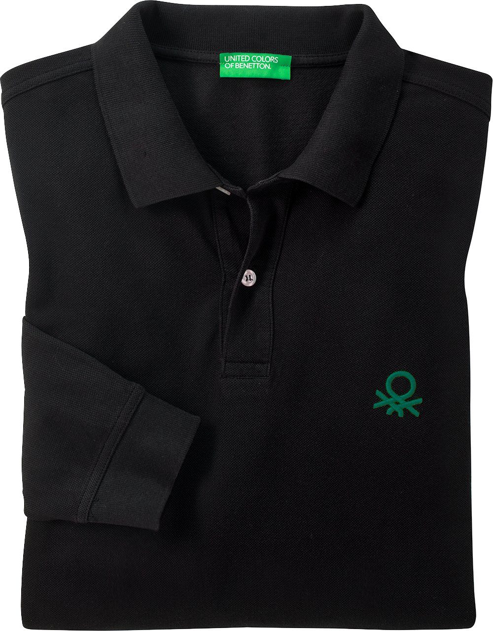 Benetton Colors schwarz Baumwolle Langarm-Poloshirt United aus of