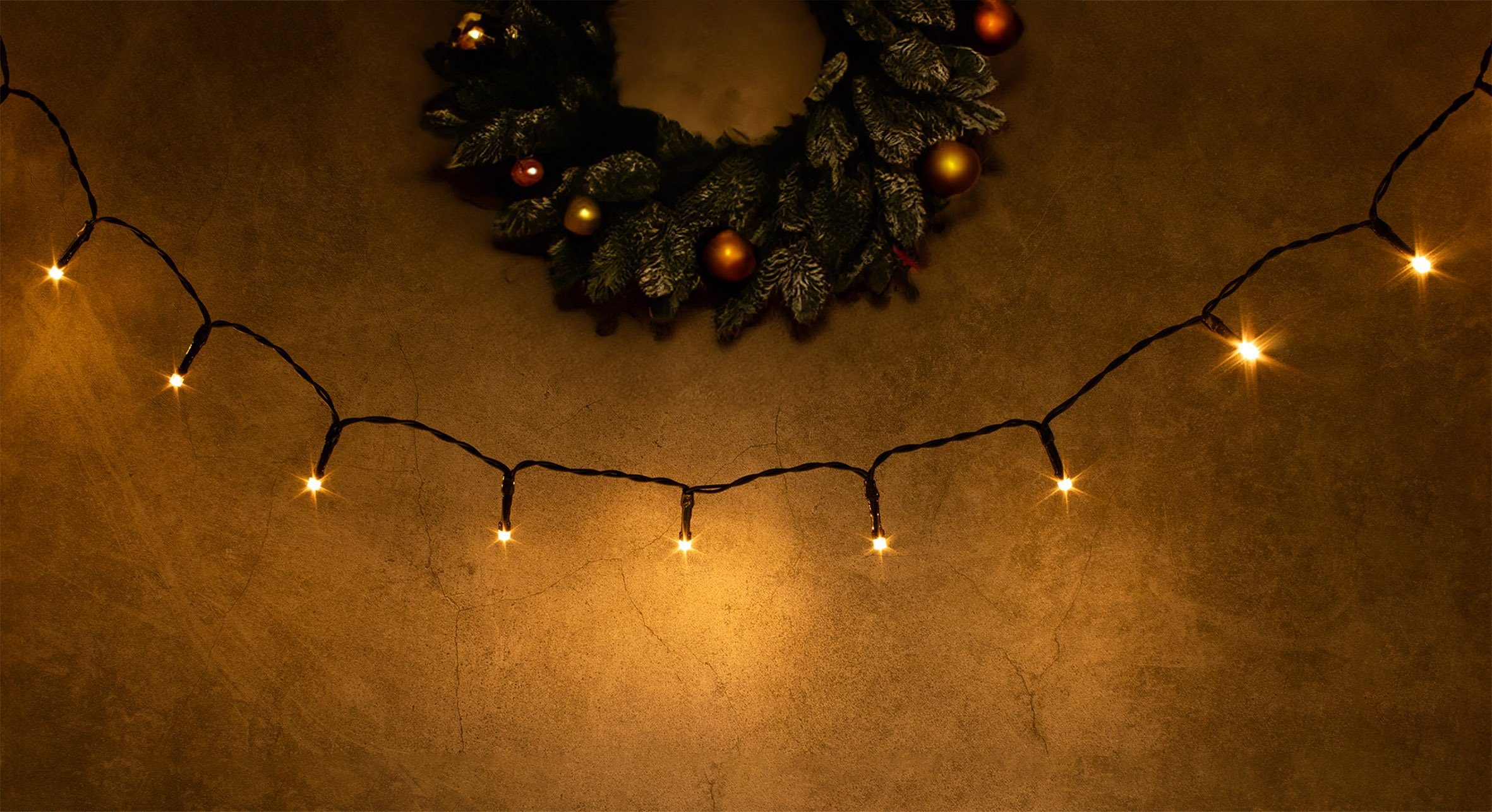 Spetebo LED-Lichterkette Außen Lichterkette warm weiß mit Timer 24 LED, Garten Deko Beleuchtung mit 8 Funktionen - Batterie betrieben