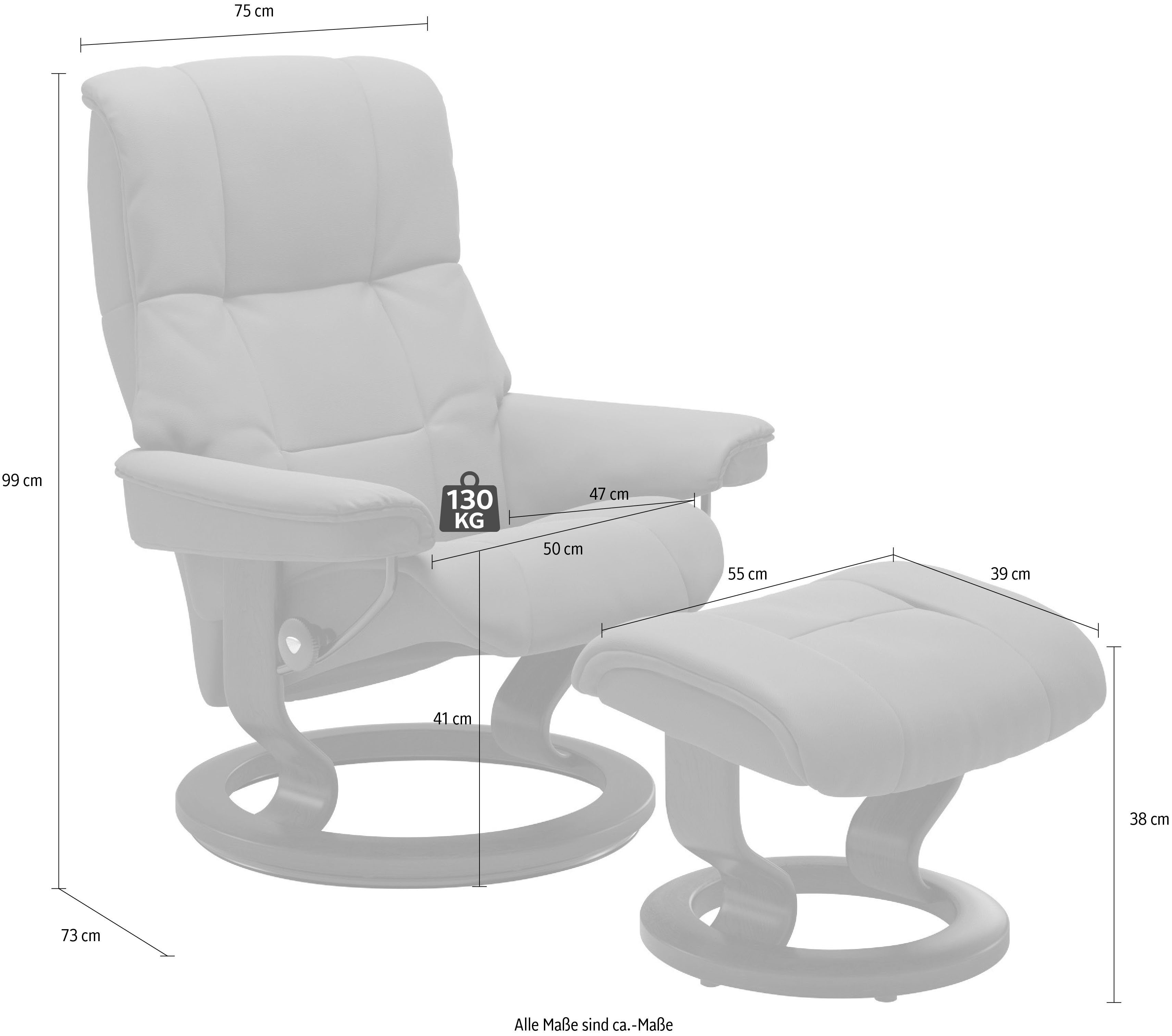 Mayfair Eiche Gestell Größe Hocker, Base, & mit mit mit S, Relaxsessel Classic Hocker), M L, Relaxsessel (Set, Stressless®