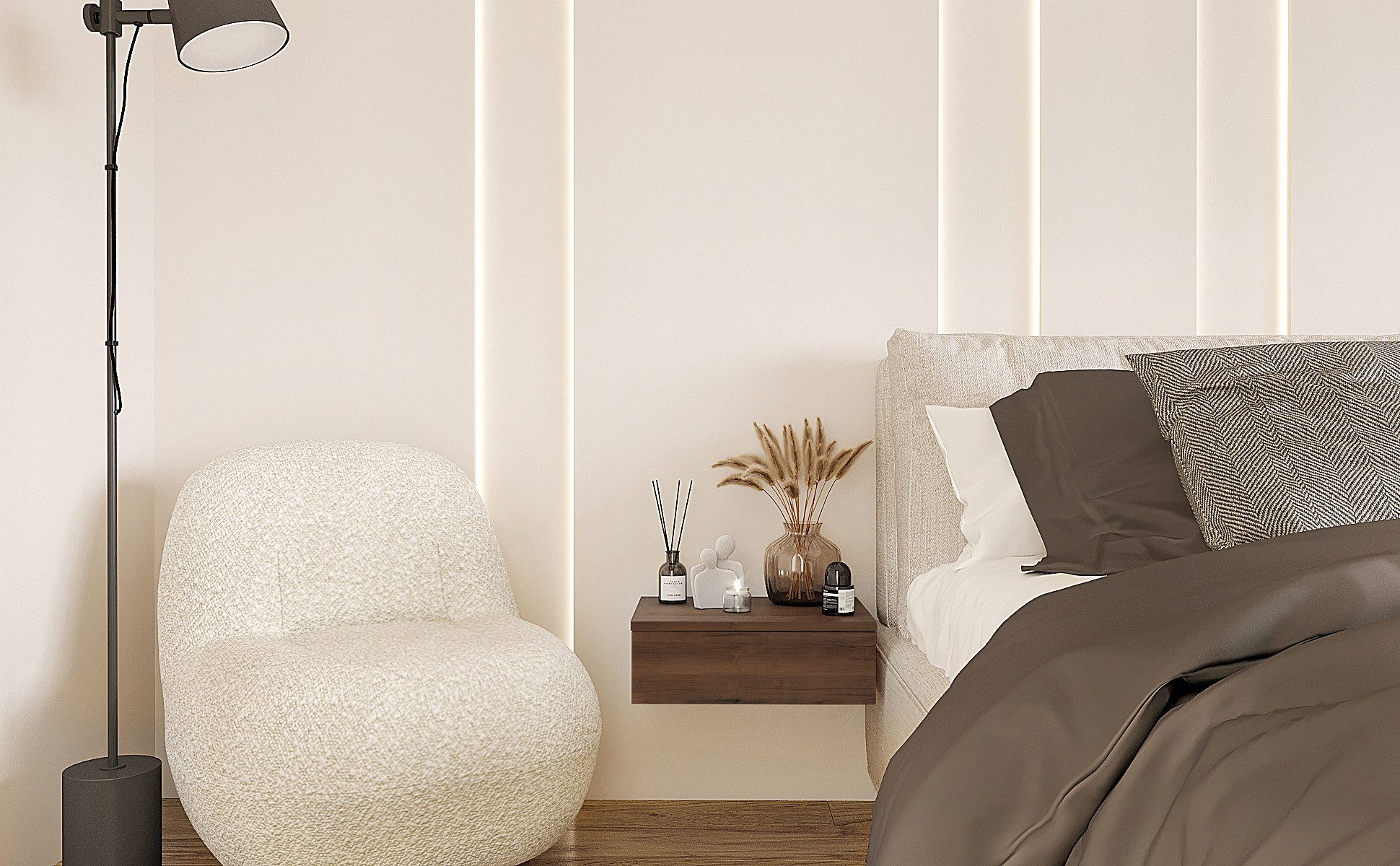 KOMTO Wandregal mit Schublade Monaco - Nachttisch Hängend Wandmontage, 1-tlg.