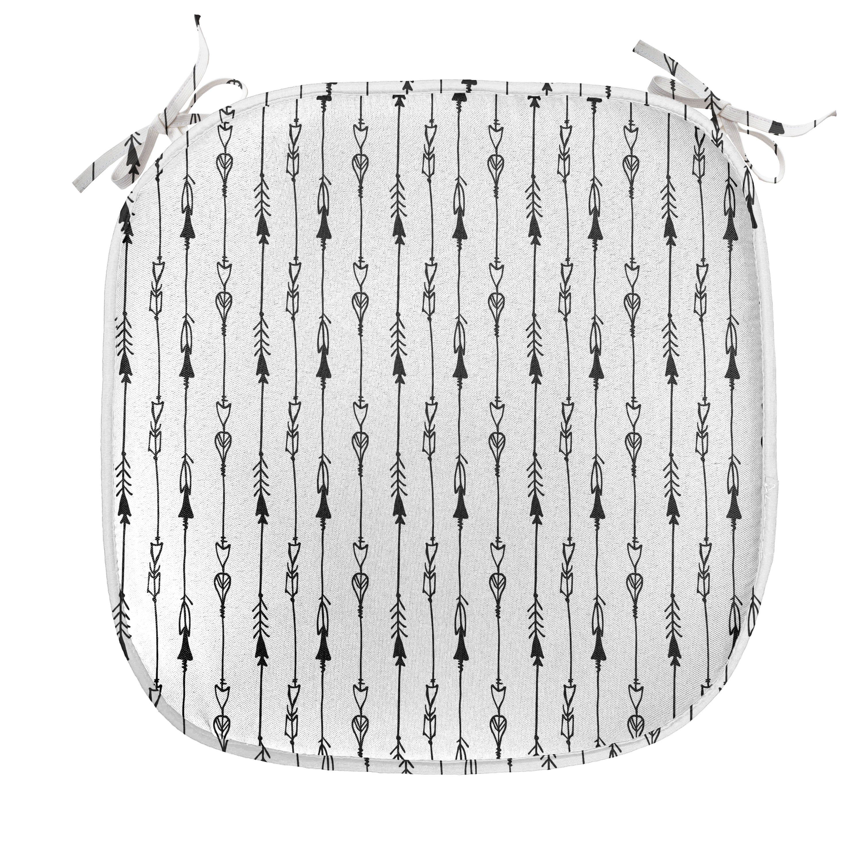 Abakuhaus Stuhlkissen Dekoratives wasserfestes Kissen mit Riemen für Küchensitze, Schwarz-Weiss Tribe Vintage-Pfeil