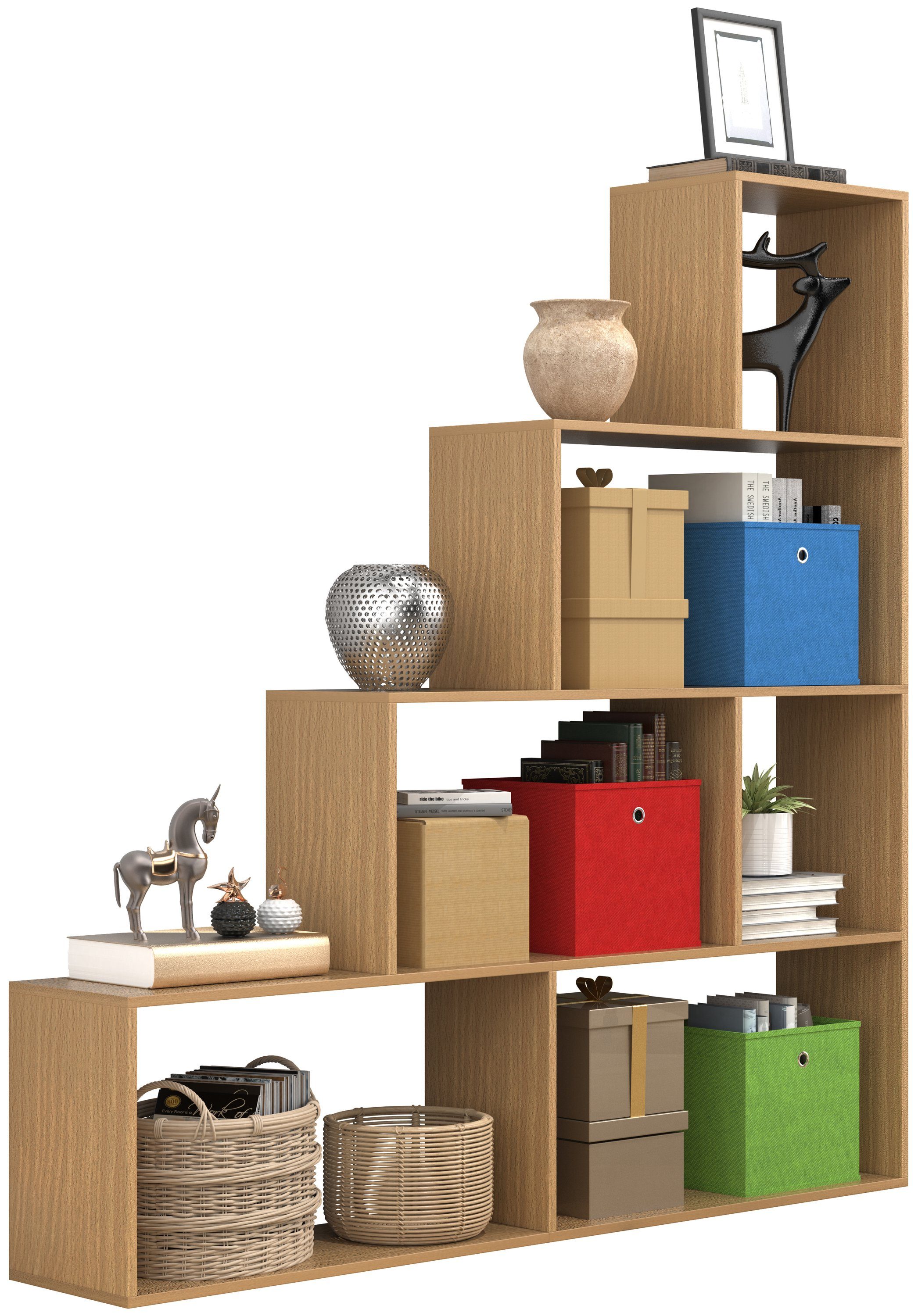 VCM Standregal Dubila L B. 155 x T. 29 x H. 163 cm, Stauraum für Bücher und Ordner, für Wohnzimmer und Mediaraum, 6 Fächer